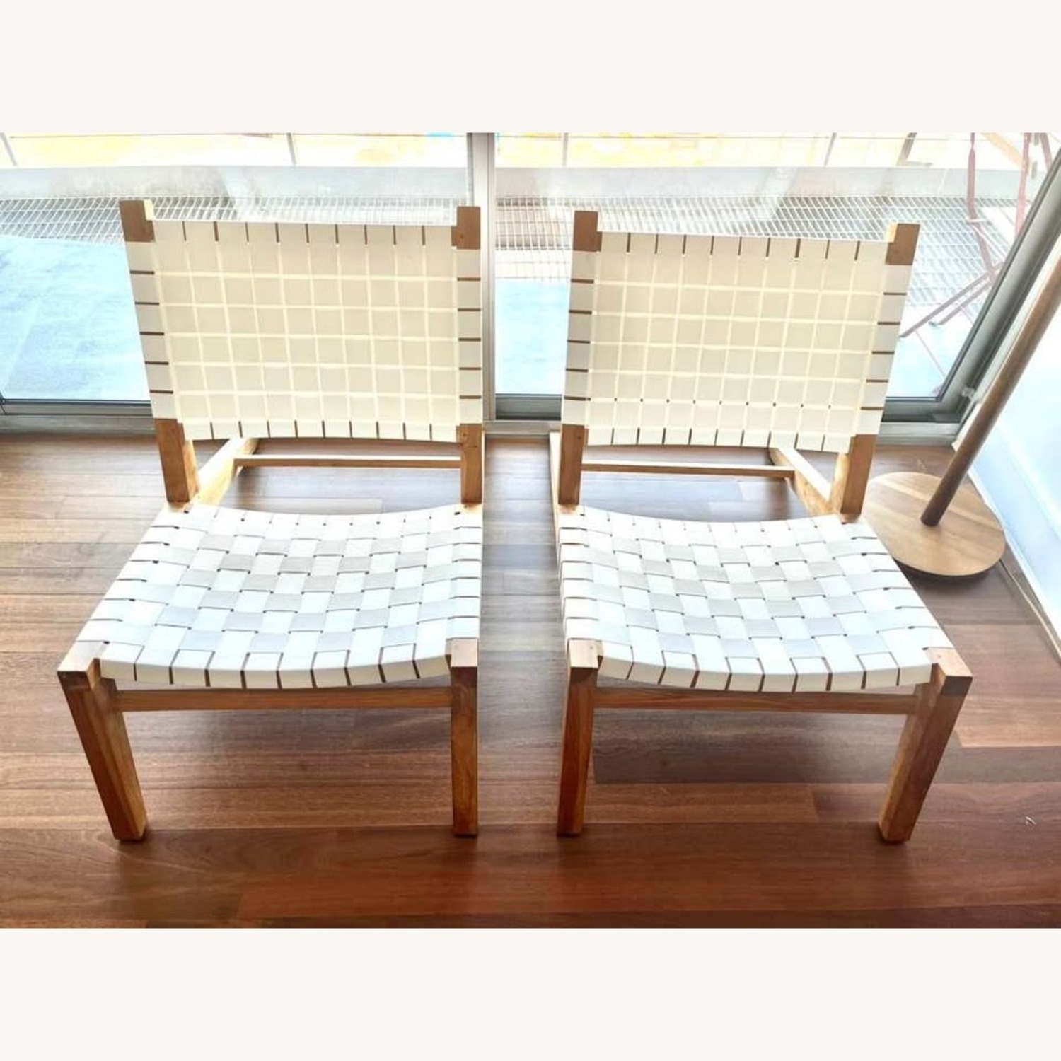 Wood & Fabric Woven Lounge Chairs (Set of 2) - image-3