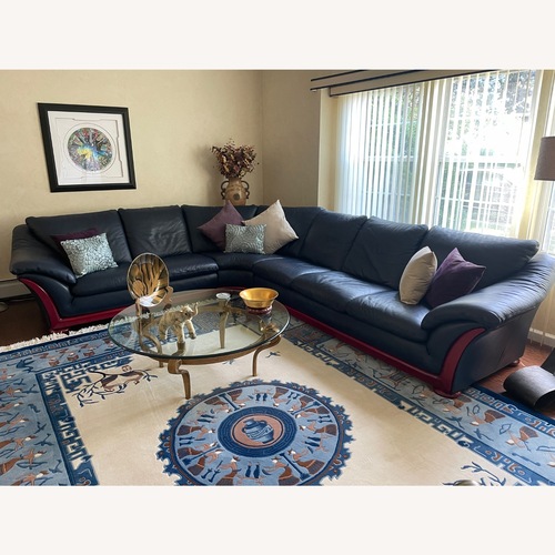 Used Natuzzi Blue Leather 3+ Piece Sectional for sale on AptDeco