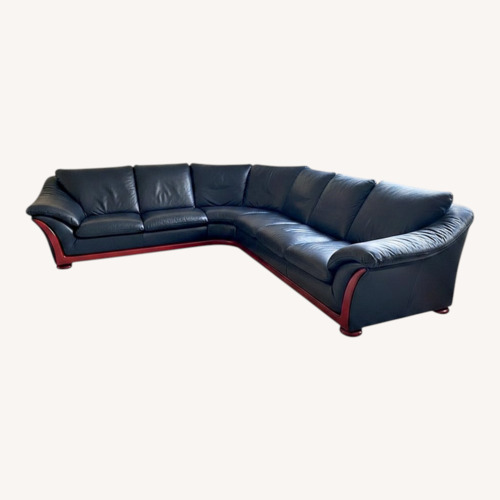 Used Natuzzi Blue Leather 3+ Piece Sectional for sale on AptDeco