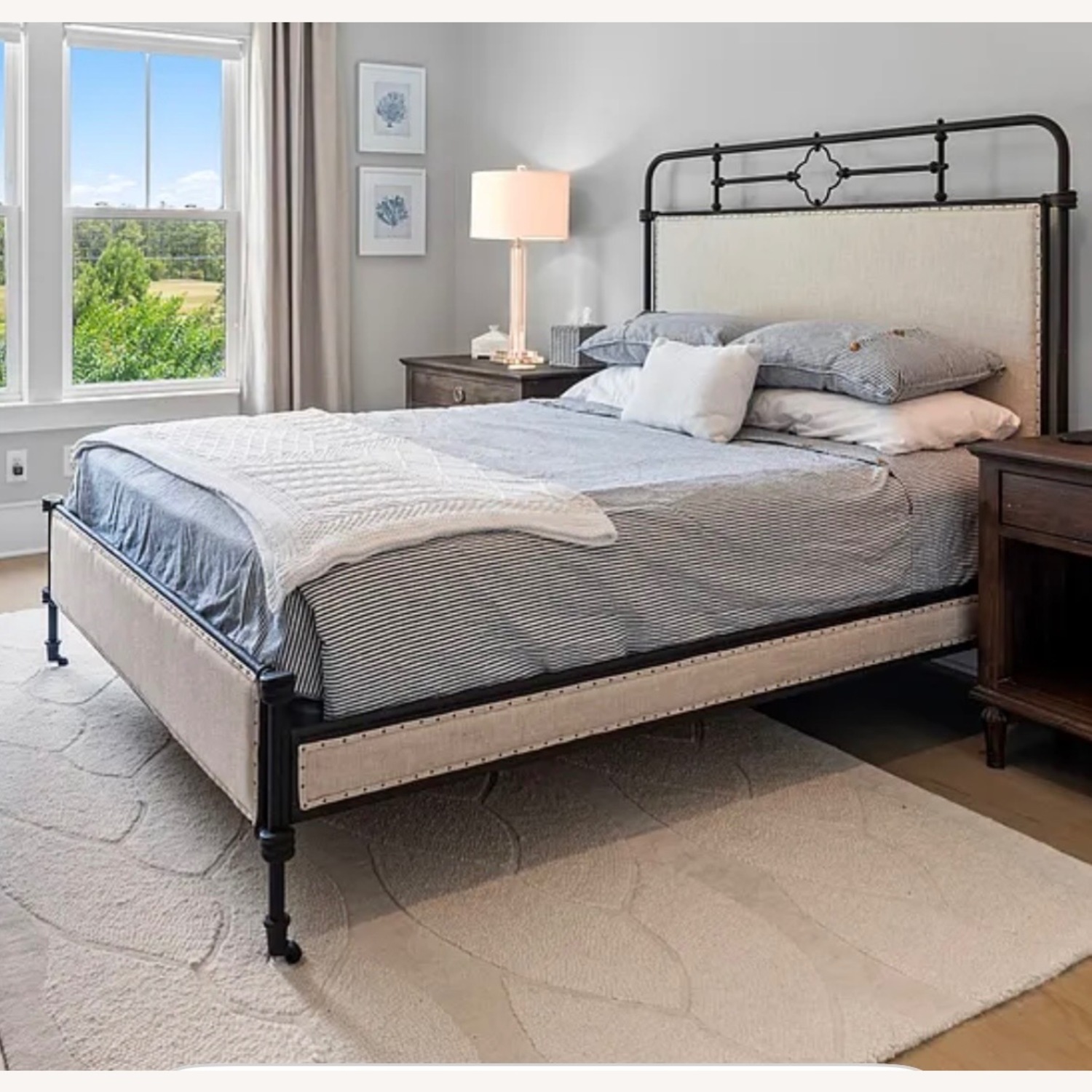 Restoration Hardware French Academie Fabric Panel Queen Bed - image-1
