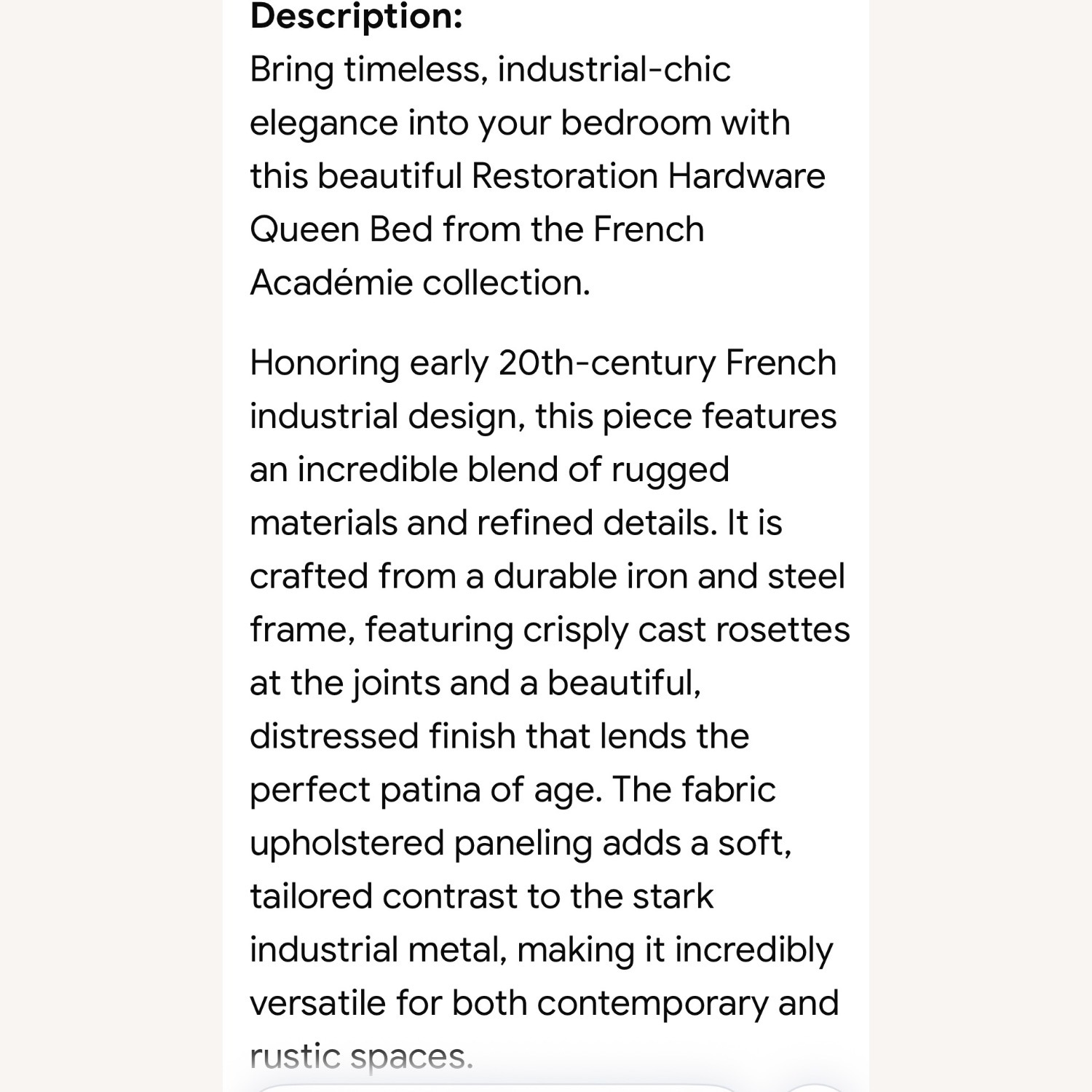 Restoration Hardware French Academie Fabric Panel Queen Bed - image-17