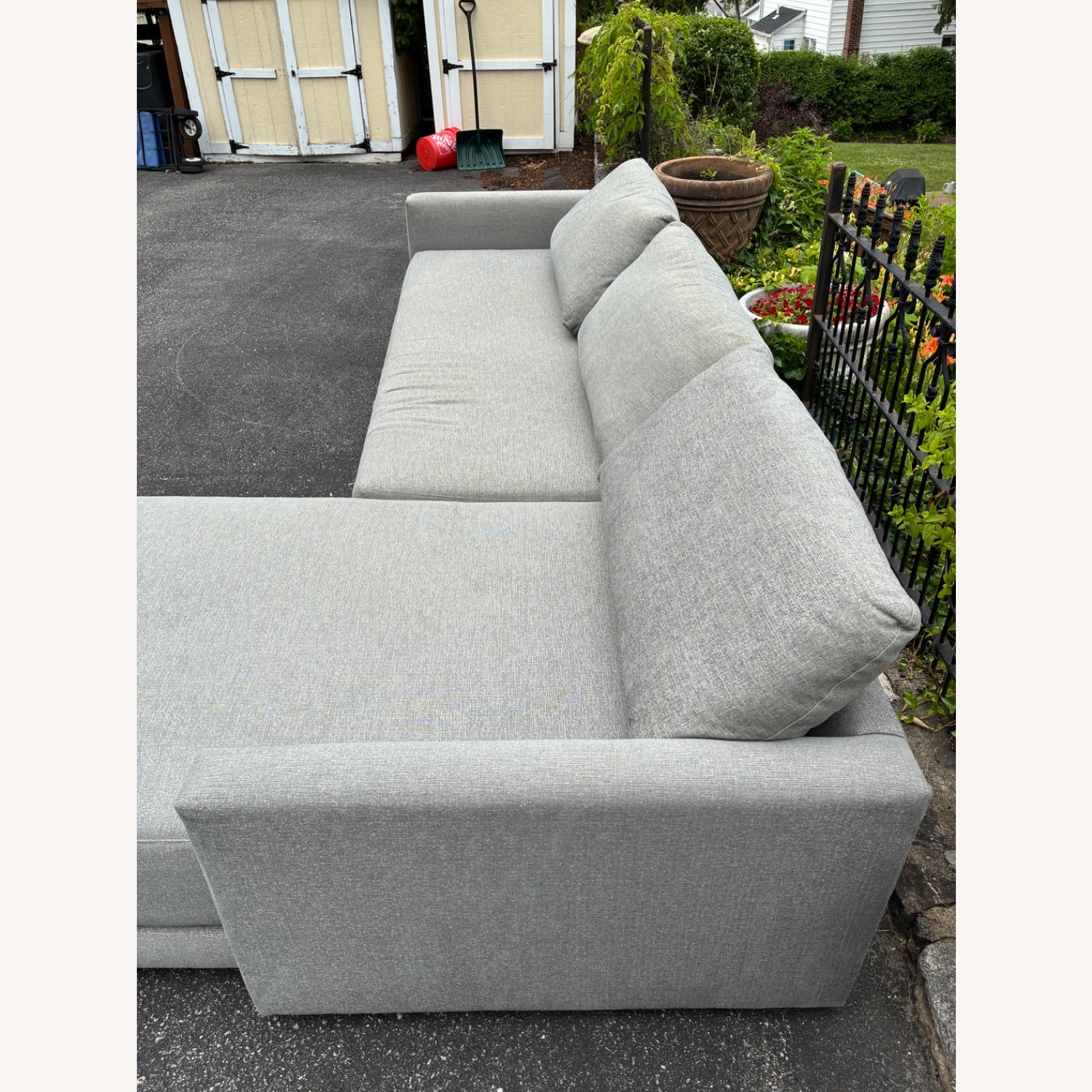 Crate & Barrel Light Gray 2 Piece Sectional - image-2