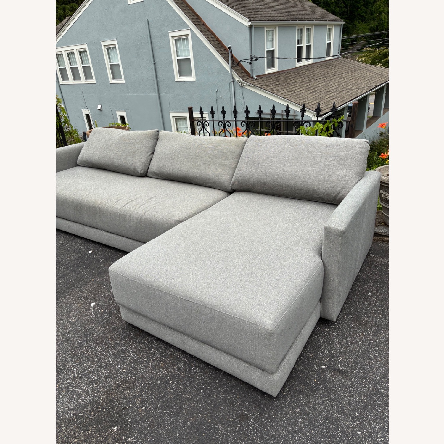 Crate & Barrel Light Gray 2 Piece Sectional - image-3