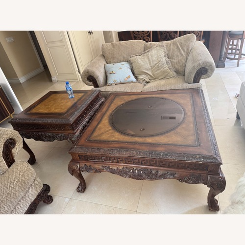 Used Schnadig Natural Wood Loveseat for sale on AptDeco