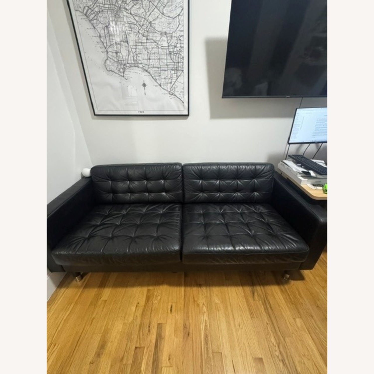 IKEA Landskrona Black Leather 3+ Seater Sofa - image-2