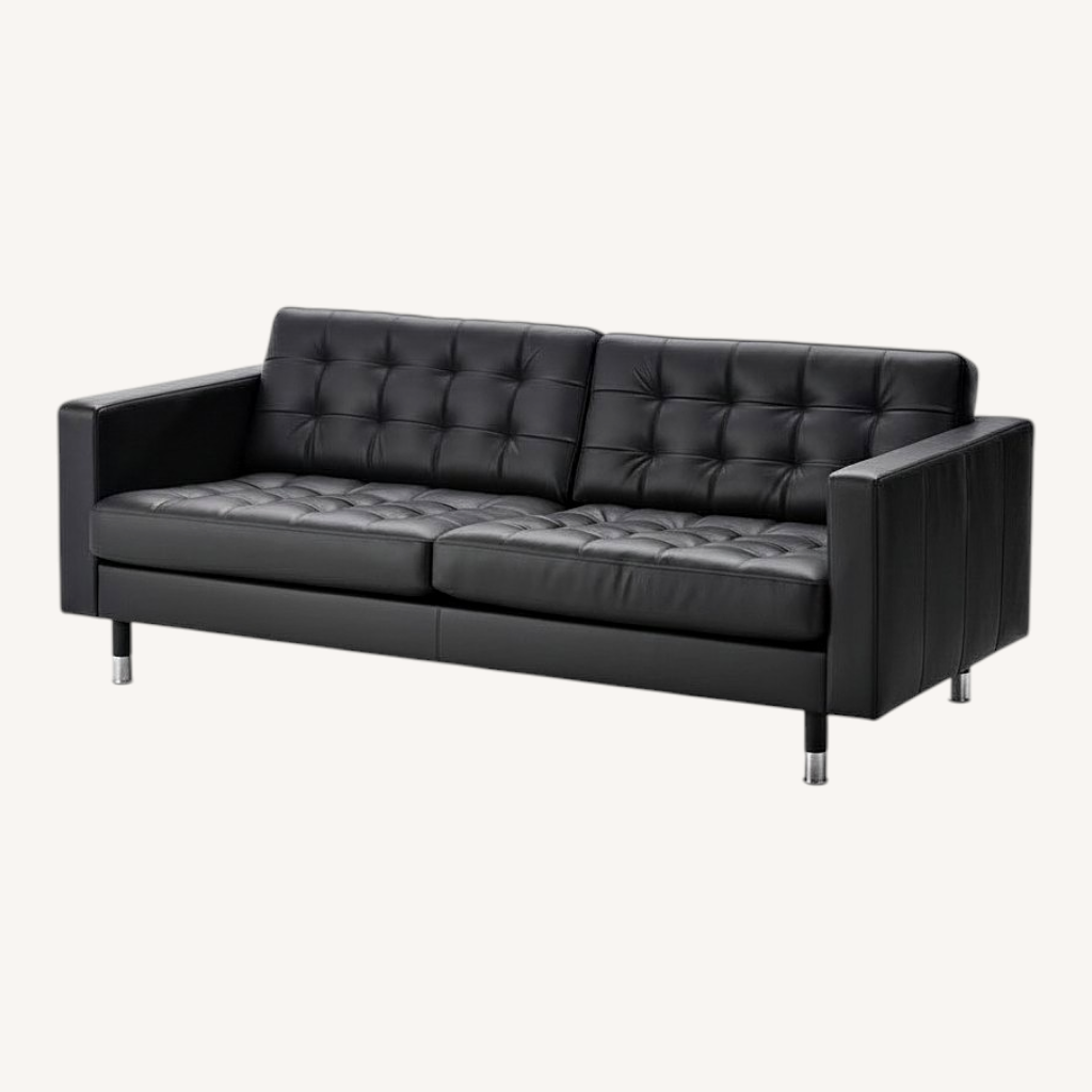 Image of Ikea Landskrona Black Leather 3+ Seater Sofa