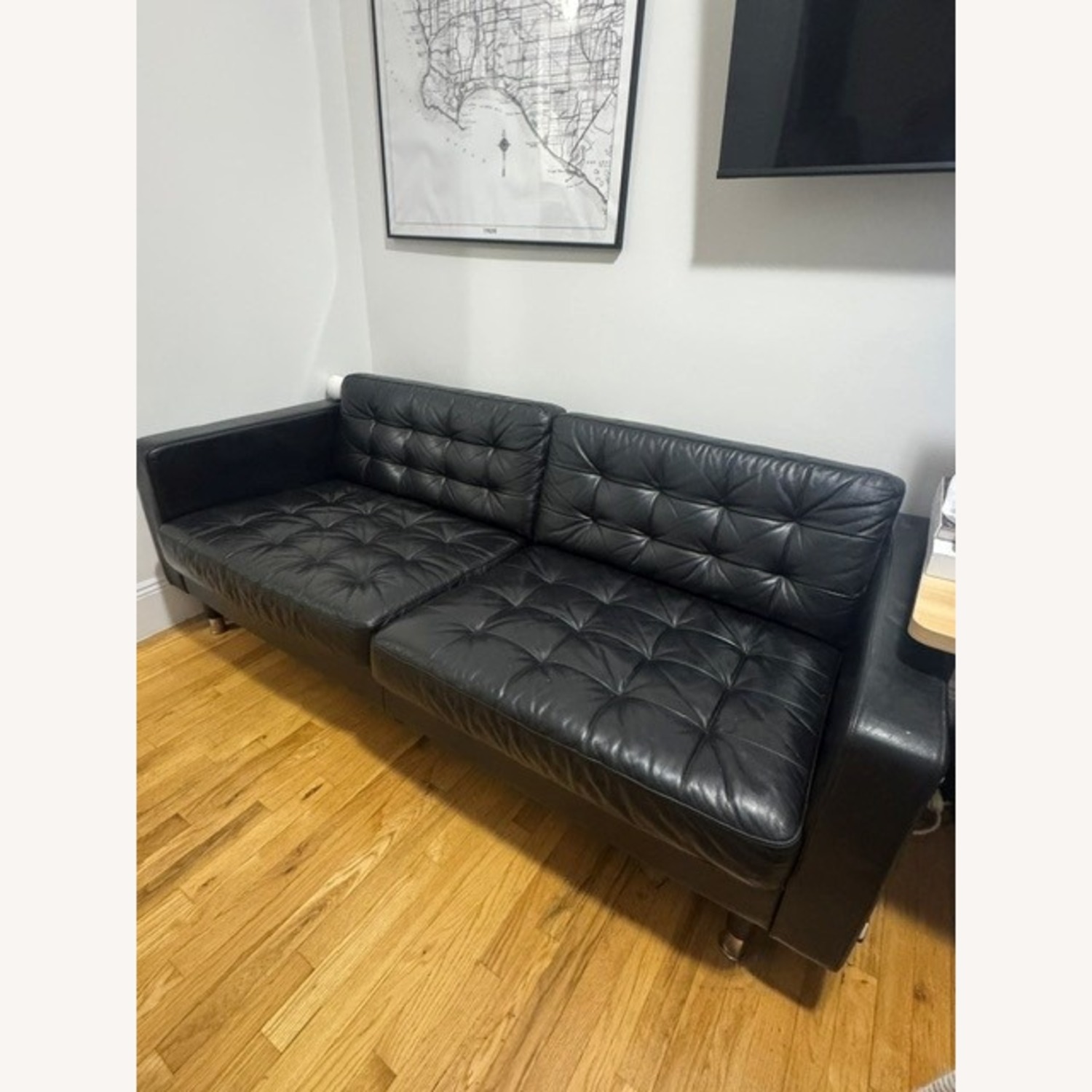 IKEA Landskrona Black Leather 3+ Seater Sofa - image-1