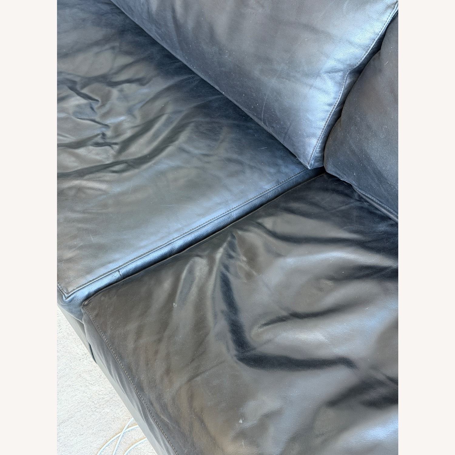 Anthropologie Bowen Leather Ebony Sofa - image-7