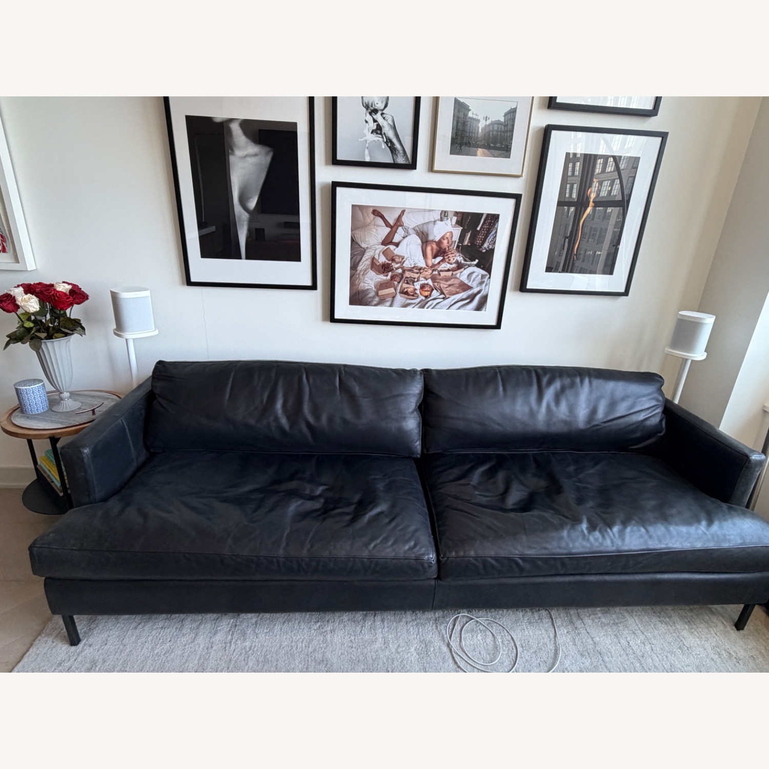 Anthropologie Bowen Leather Ebony Sofa - image-4
