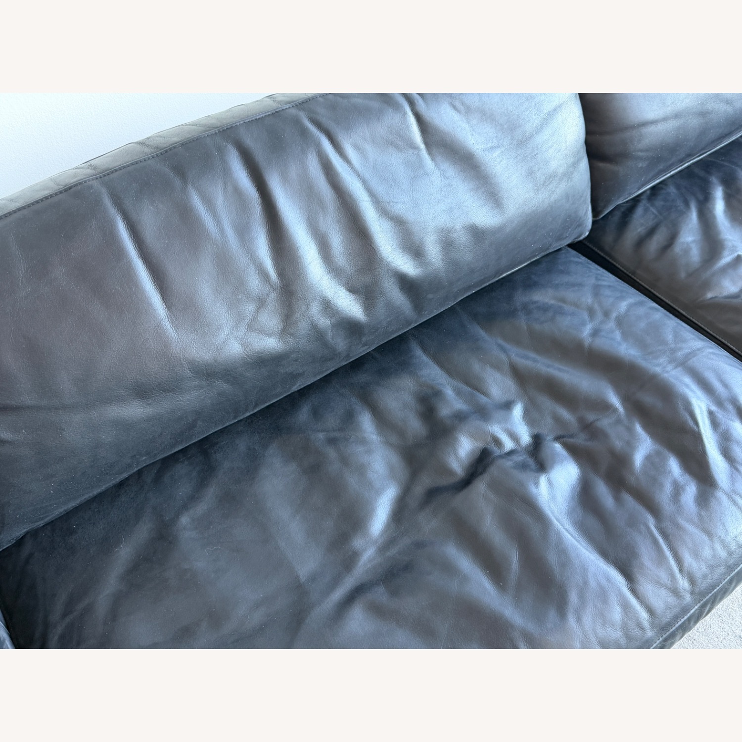 Anthropologie Bowen Leather Ebony Sofa - image-3