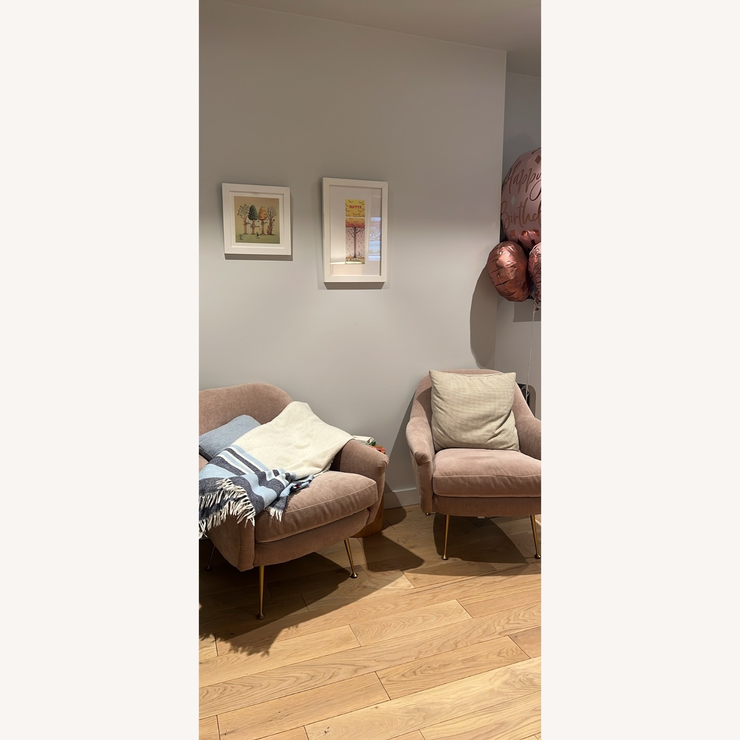 West Elm Phoebe Chair Pink Fabric Armchairs - image-1