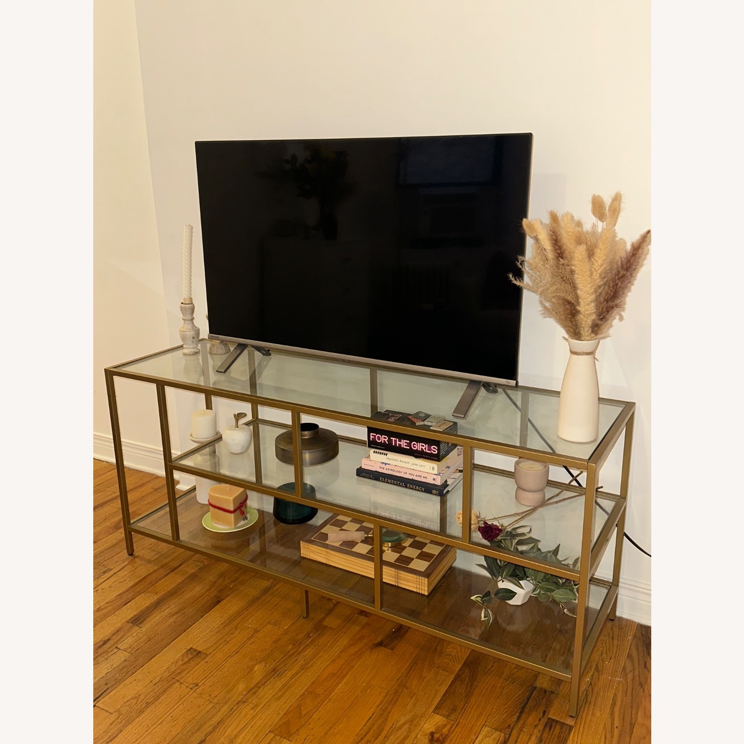 TV Stand W Glass Shelves for TVs - image-5