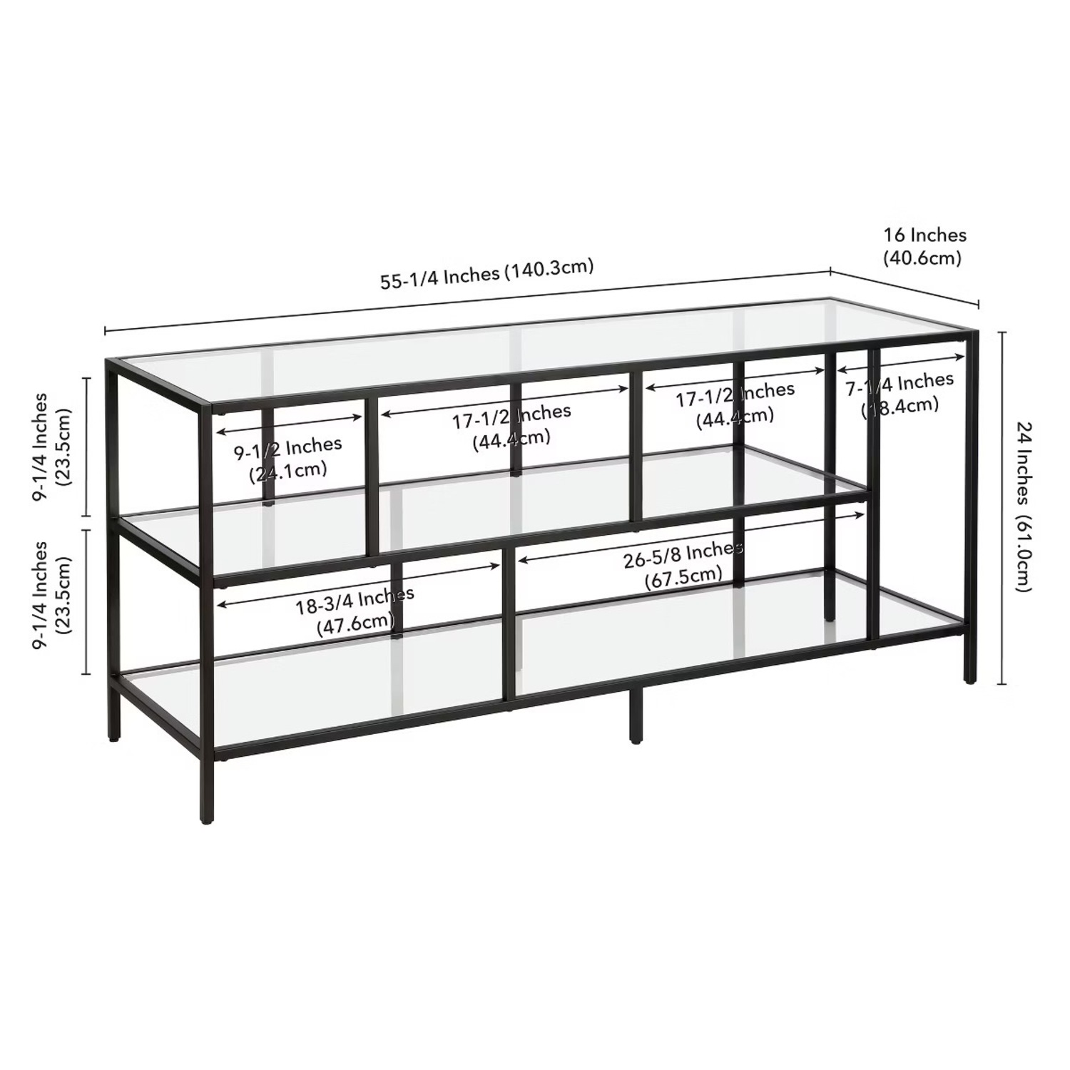 TV Stand W Glass Shelves for TVs - image-2