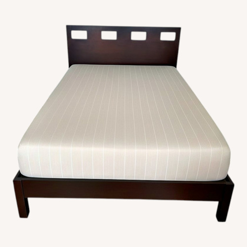Used Simmons Bedding Co Dark Brown Wood Queen Bed for sale on AptDeco