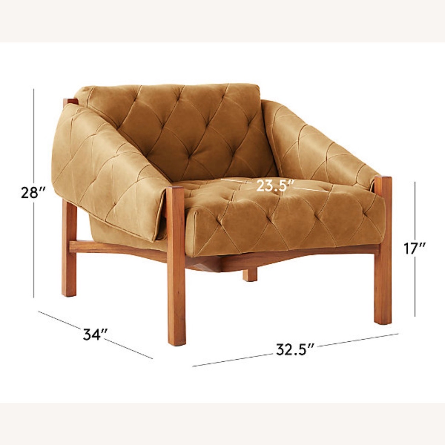 CB2 Abruzzo Brown Leather Tufted Chair - image-3