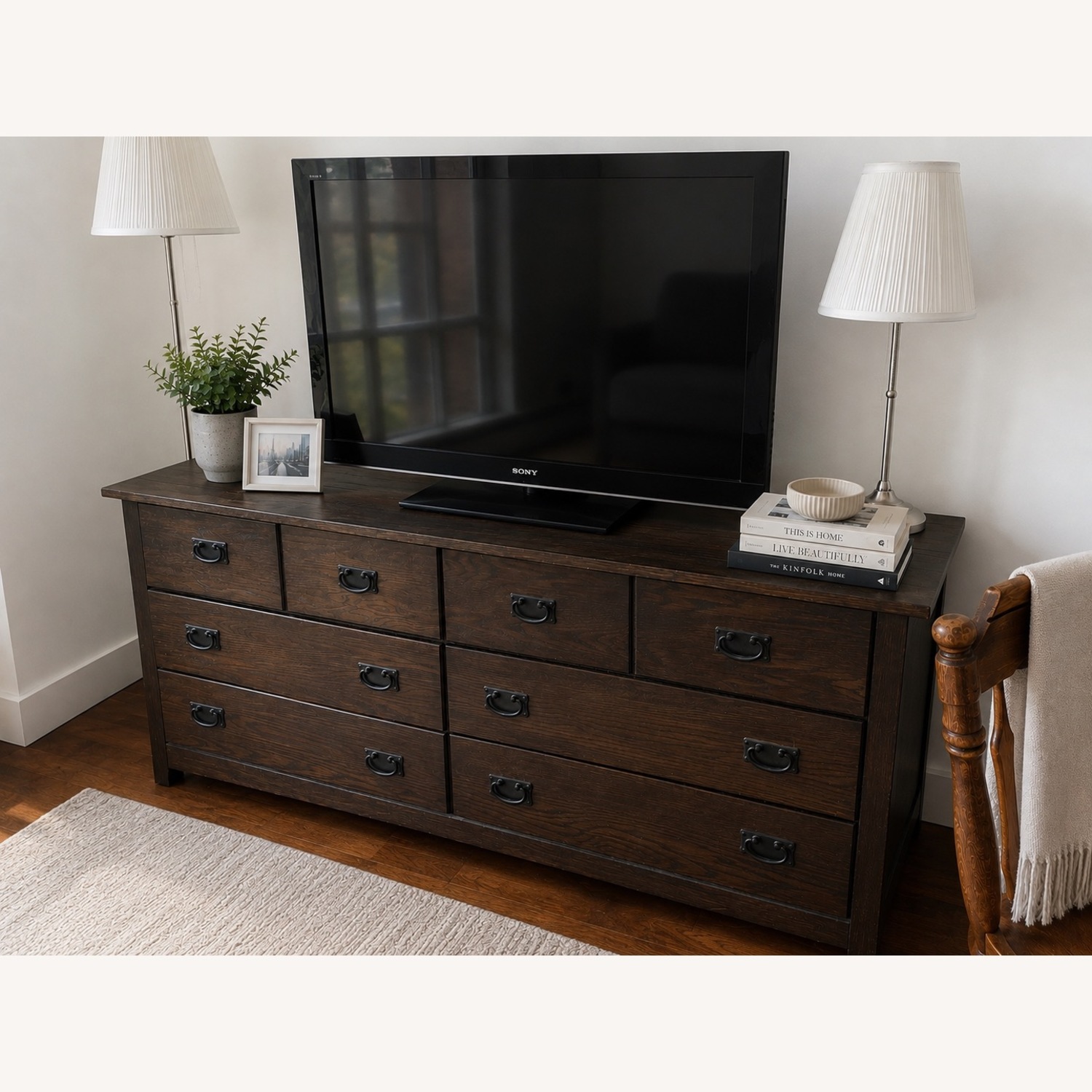 Dark Brown Wood Dresser - image-3