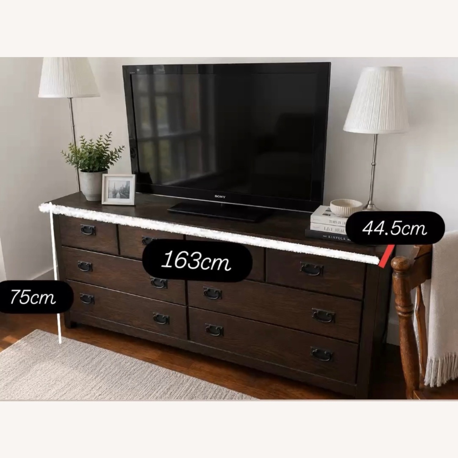 Dark Brown Wood Dresser - image-4