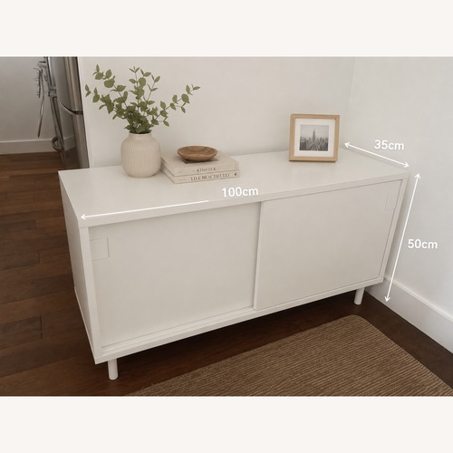 Used IKEA Mackapaer White Wood Media Storage for sale on AptDeco