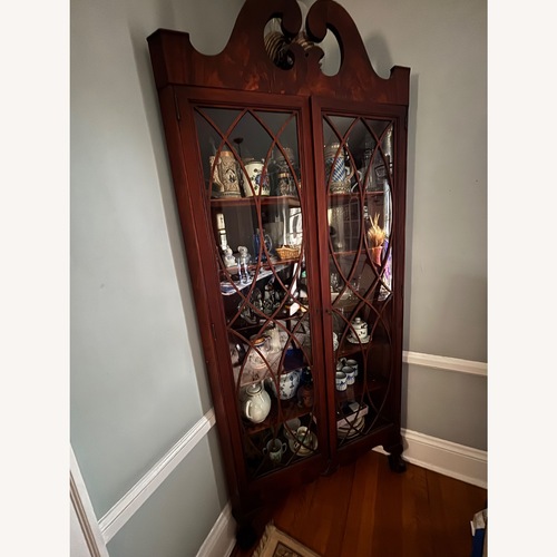 Used Mahogany Corner Curio Cabinet for sale on AptDeco