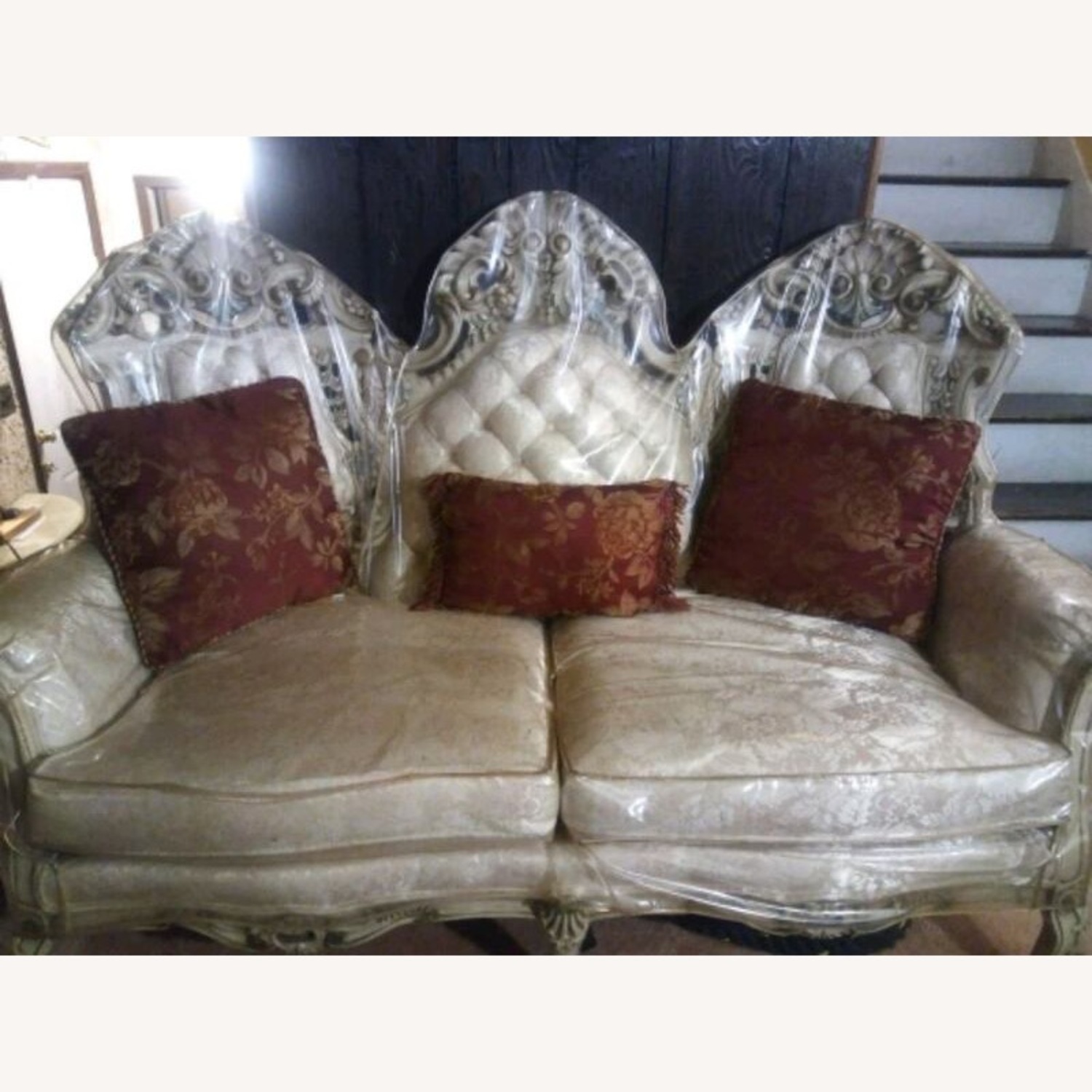 Antique Beige Gold and Pink Sofa - image-2