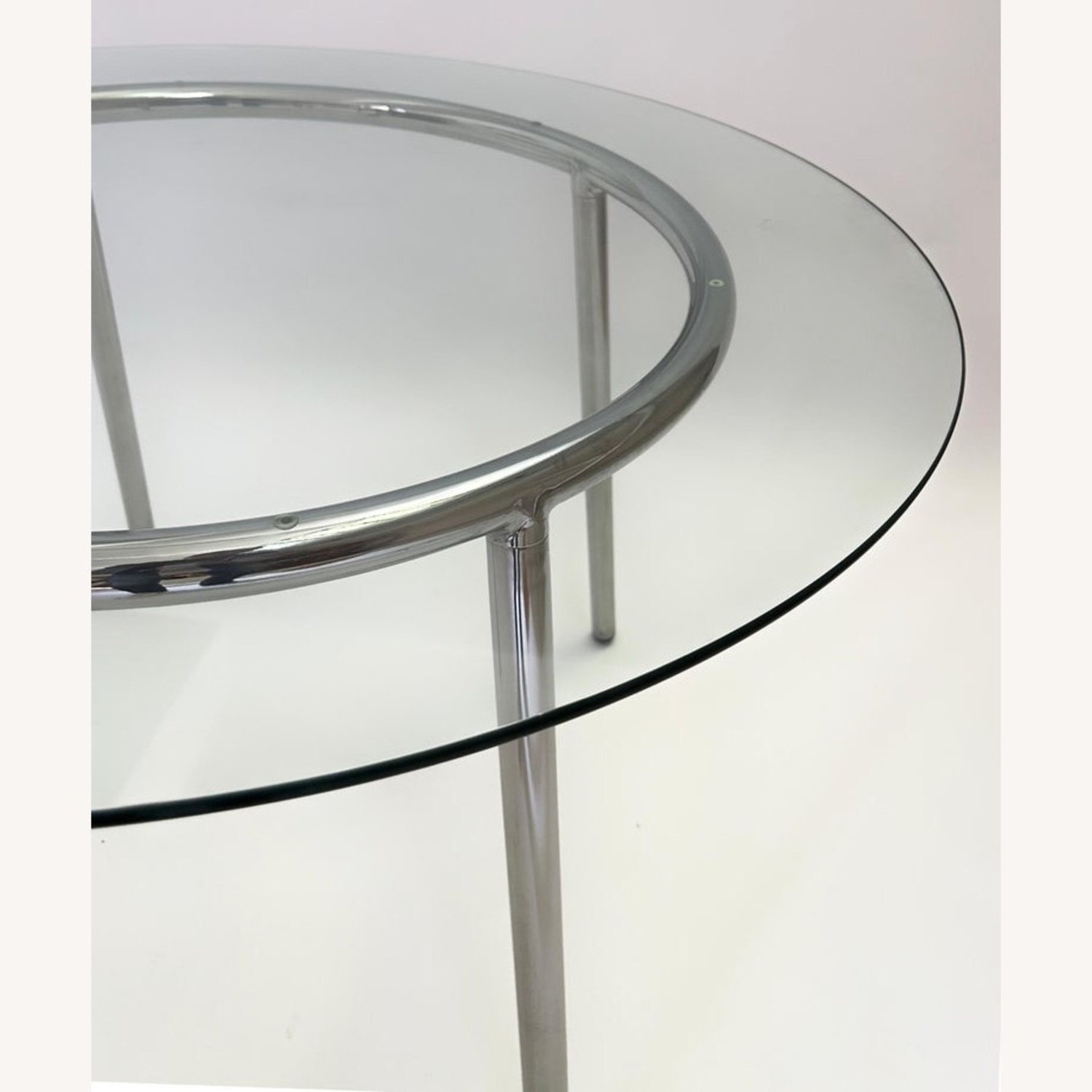 Round Glass Dining Table with Chrome Legs - image-2