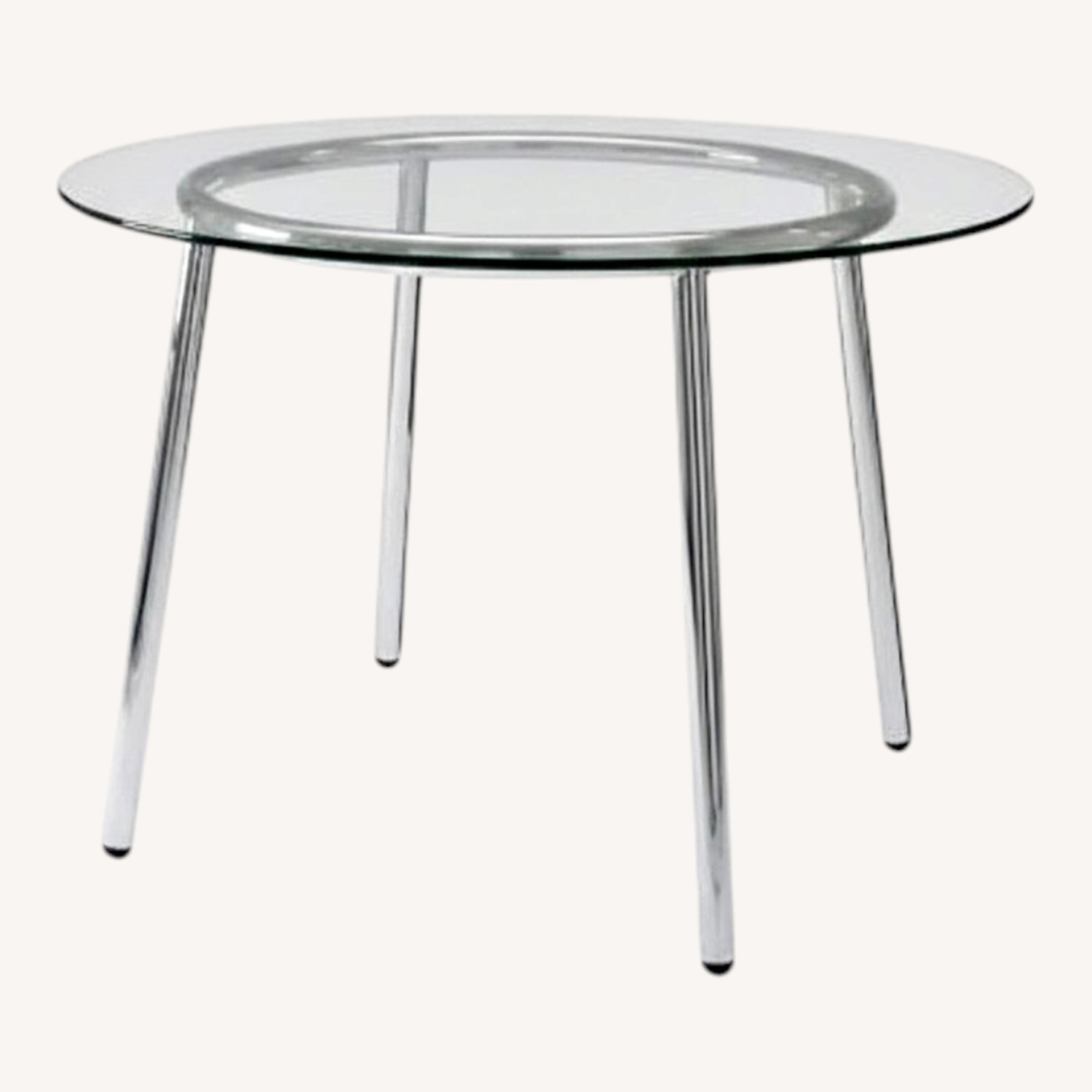 Round Glass Dining Table with Chrome Legs - image-0