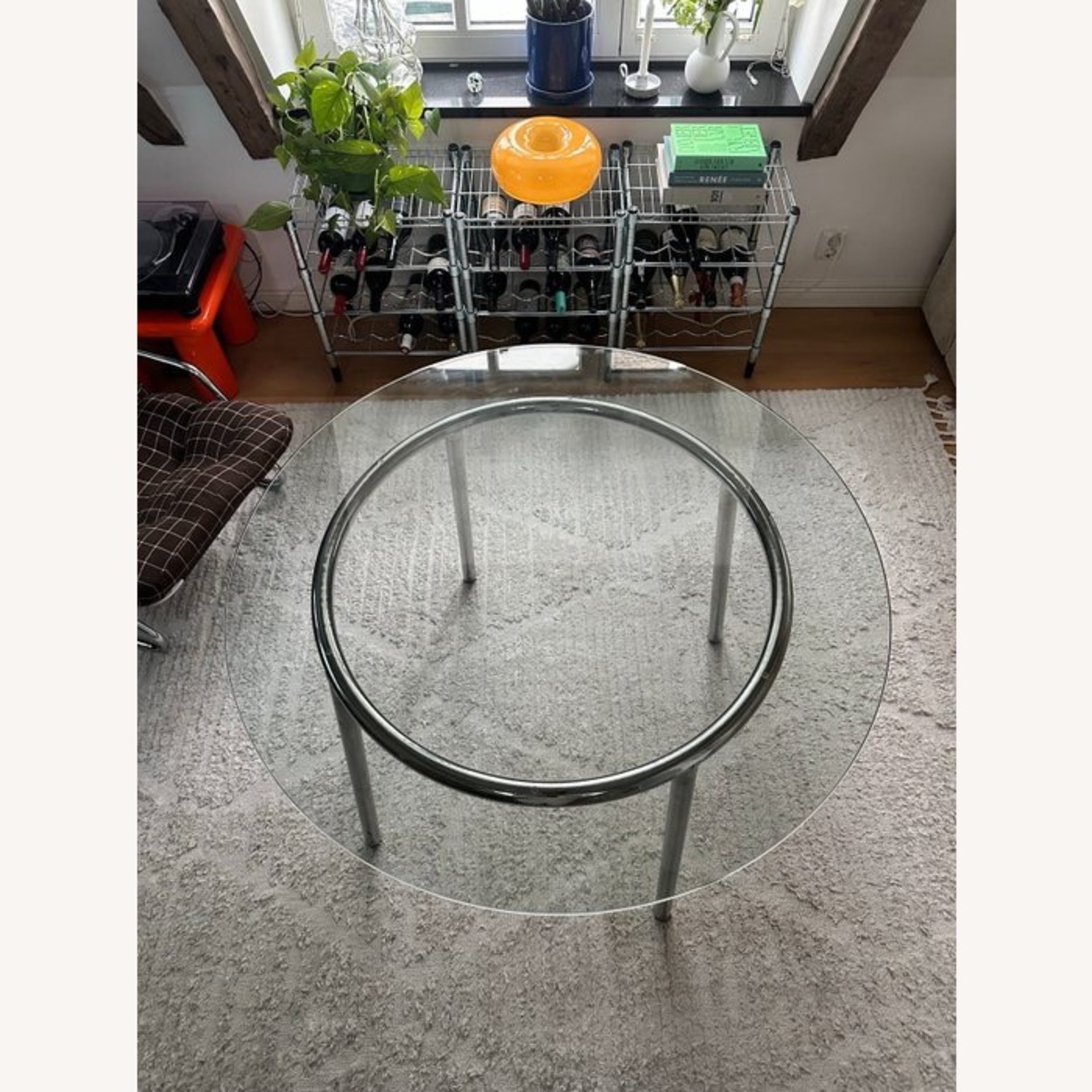 Round Glass Dining Table with Chrome Legs - image-3