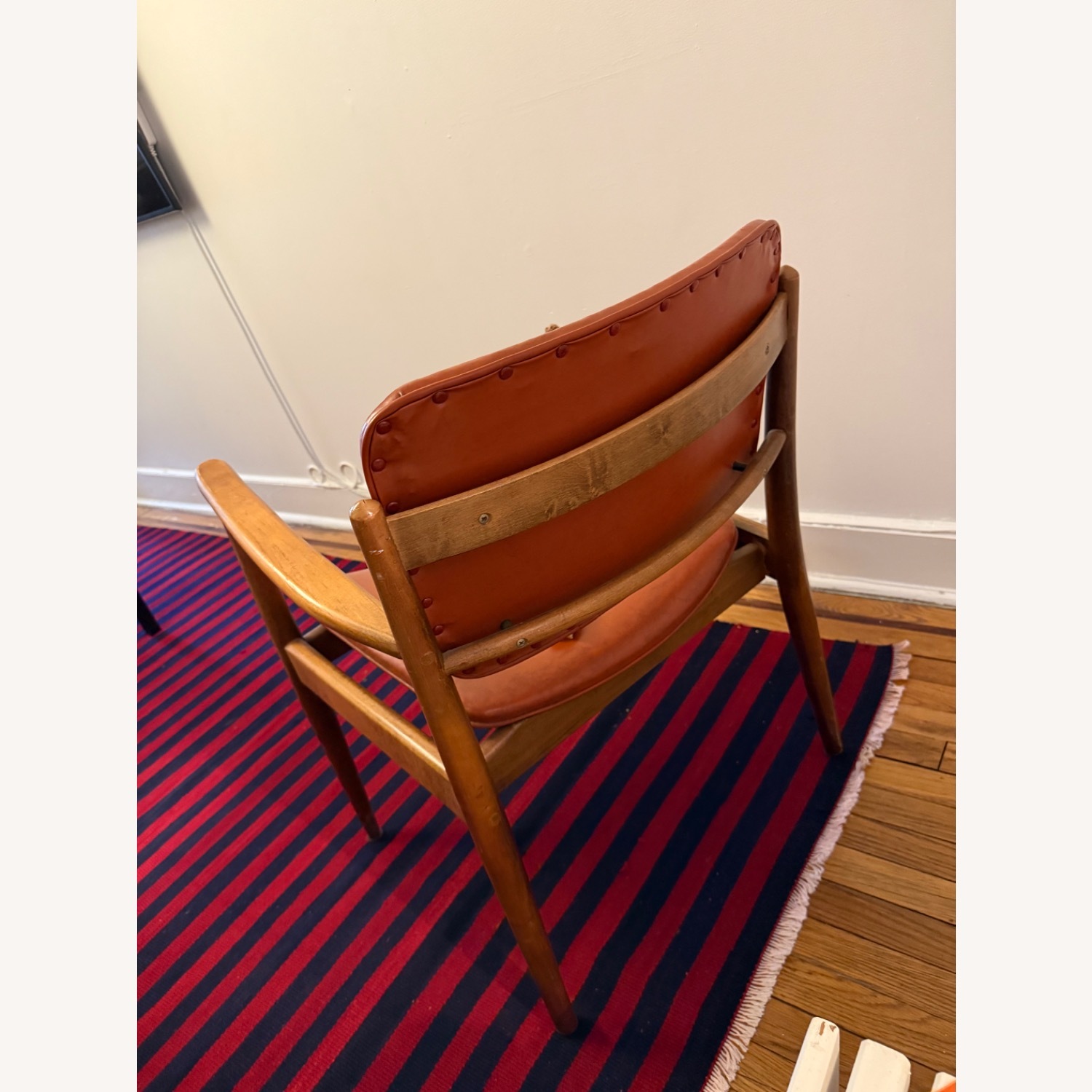 Antique Mcm Orange Wood Accent Chair - image-4