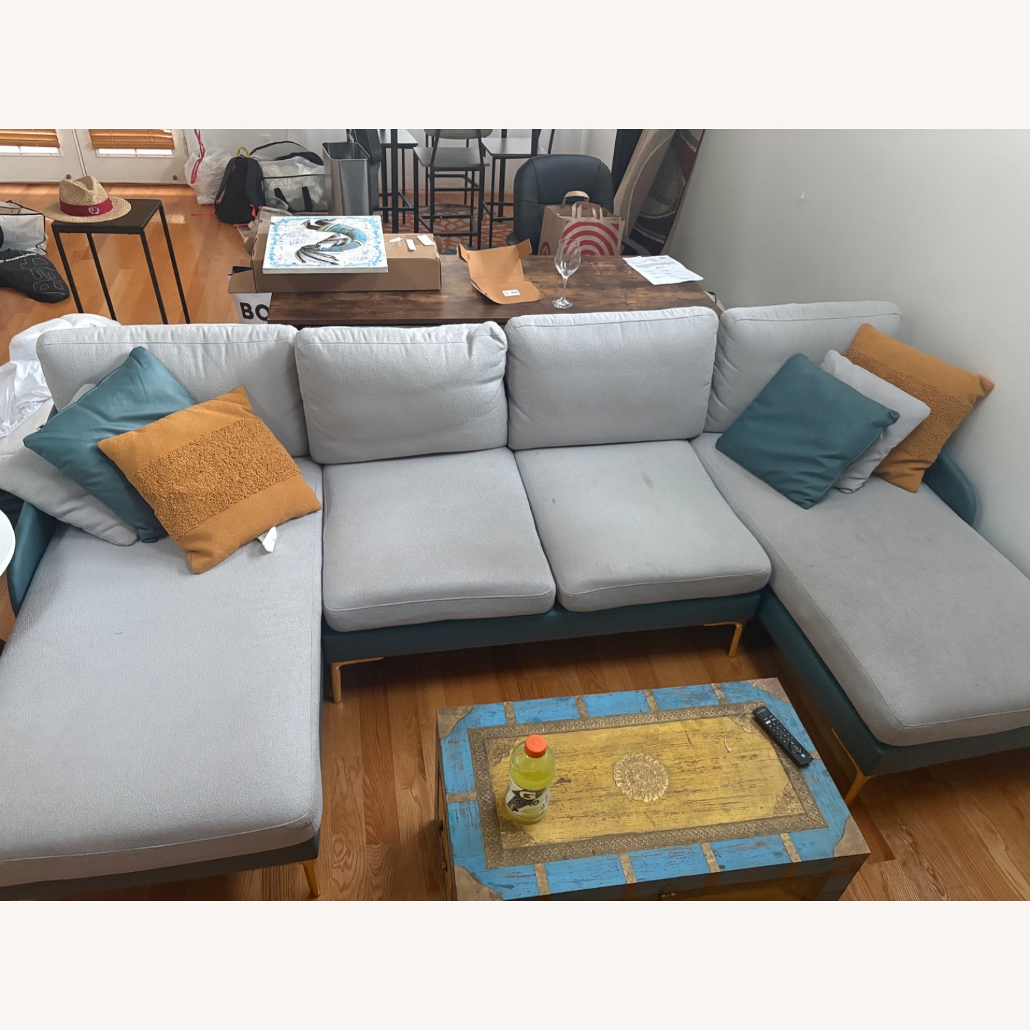 Gray and Blue 3 Piece Couch - image-1