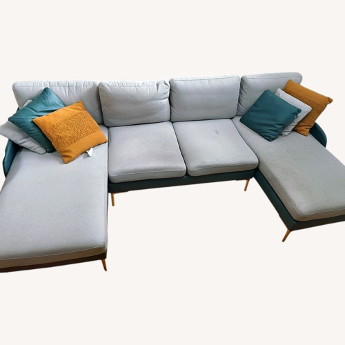 Used Gray and Blue 3 Piece Couch for sale on AptDeco