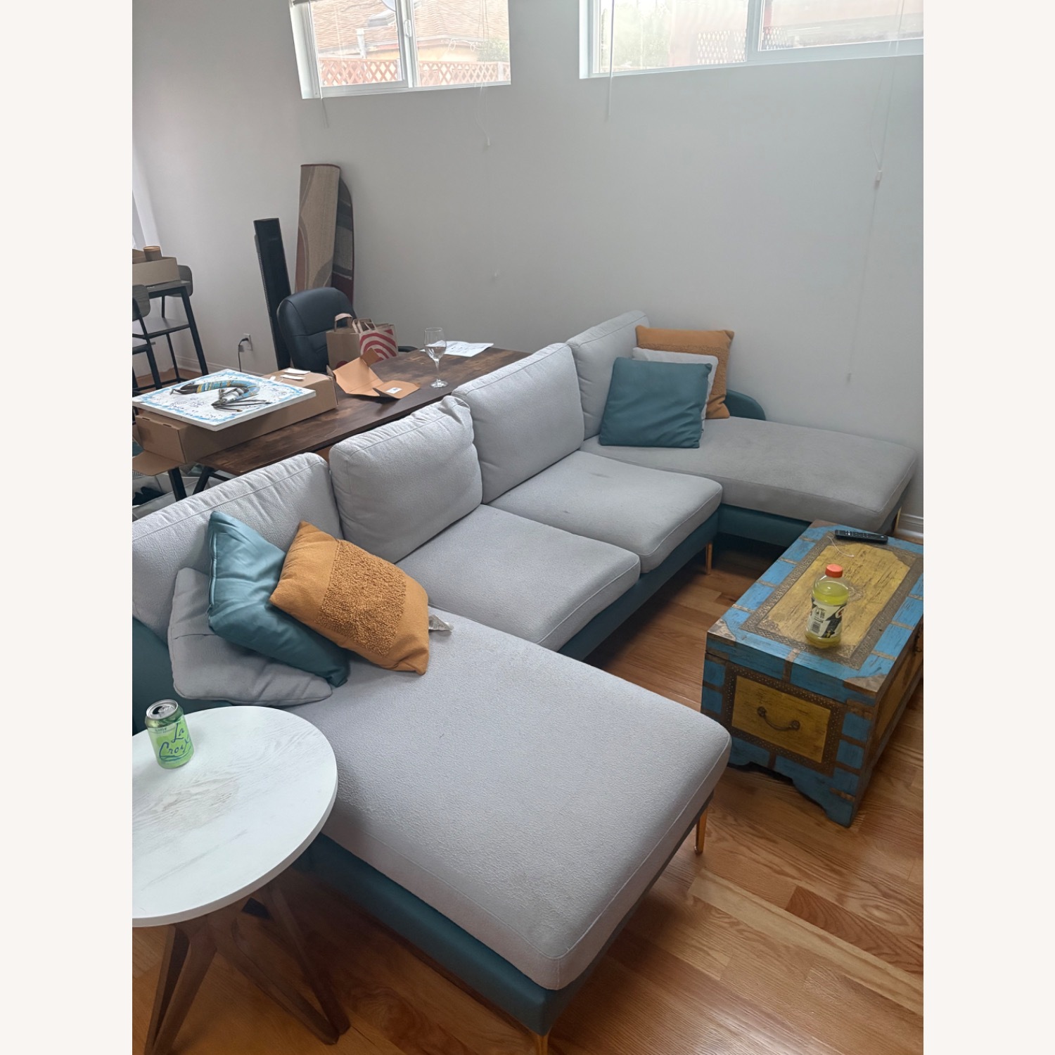 Gray and Blue 3 Piece Couch - image-2