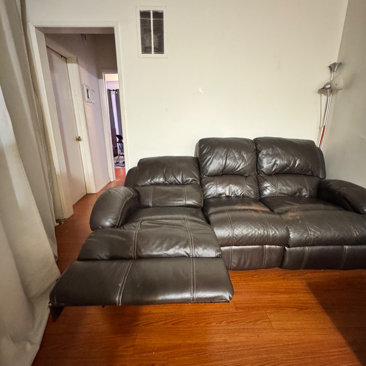 Black Leather Recliner Sofa - image-2