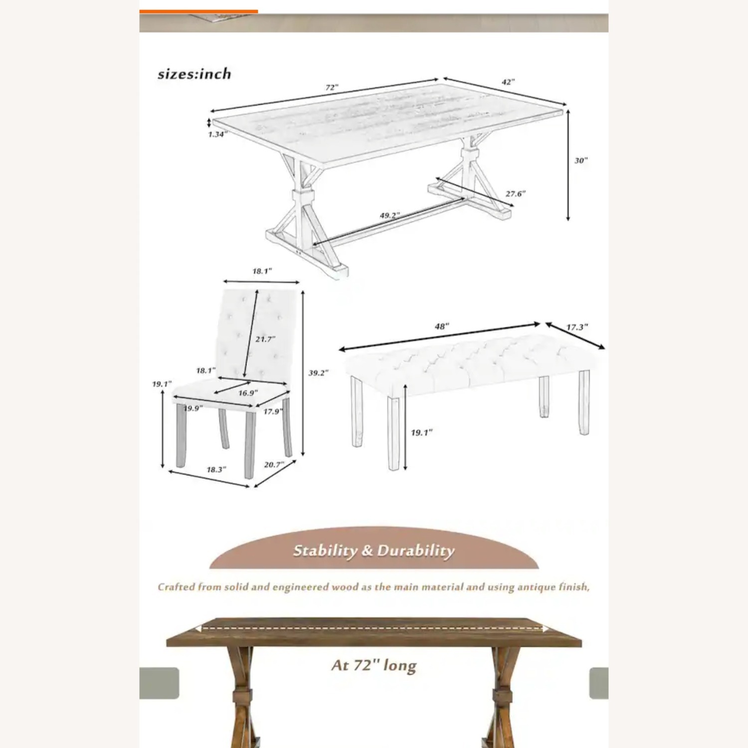 Dark Brown Wood Dining Sets - image-1