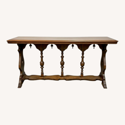 Used Imperial Style Trestle Wood Console Table for sale on AptDeco