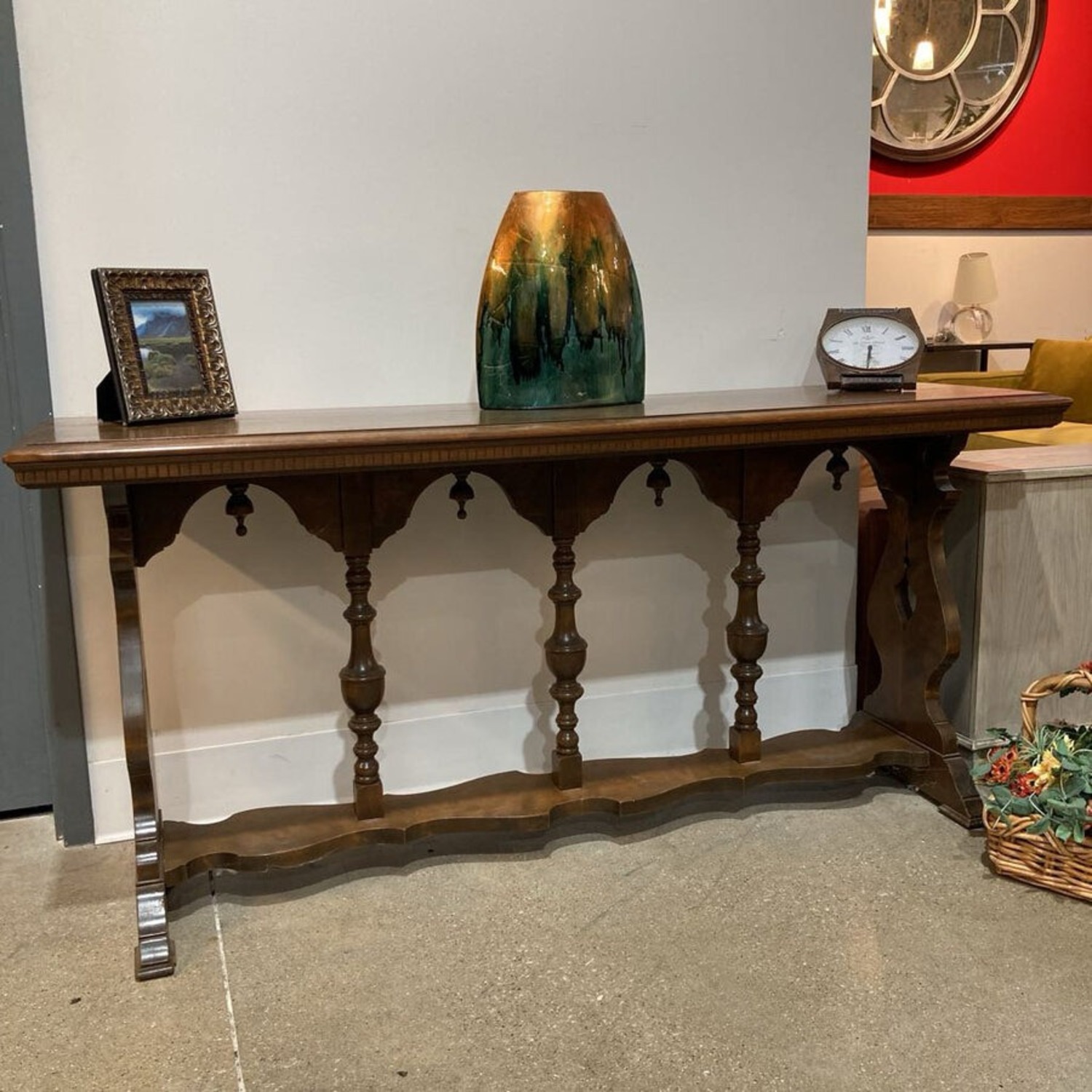 Imperial Style Trestle Wood Console Table - image-2