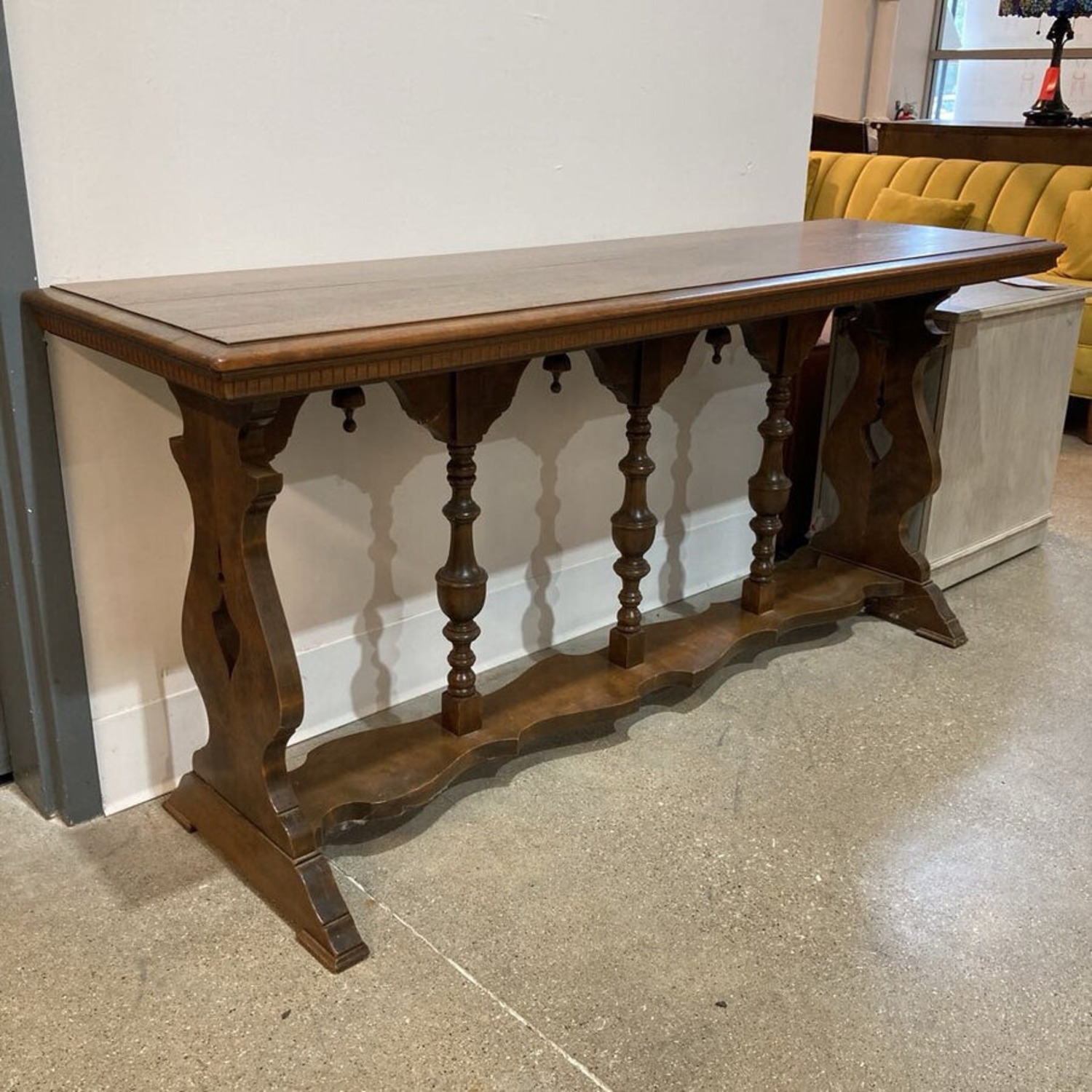 Imperial Style Trestle Wood Console Table - image-1