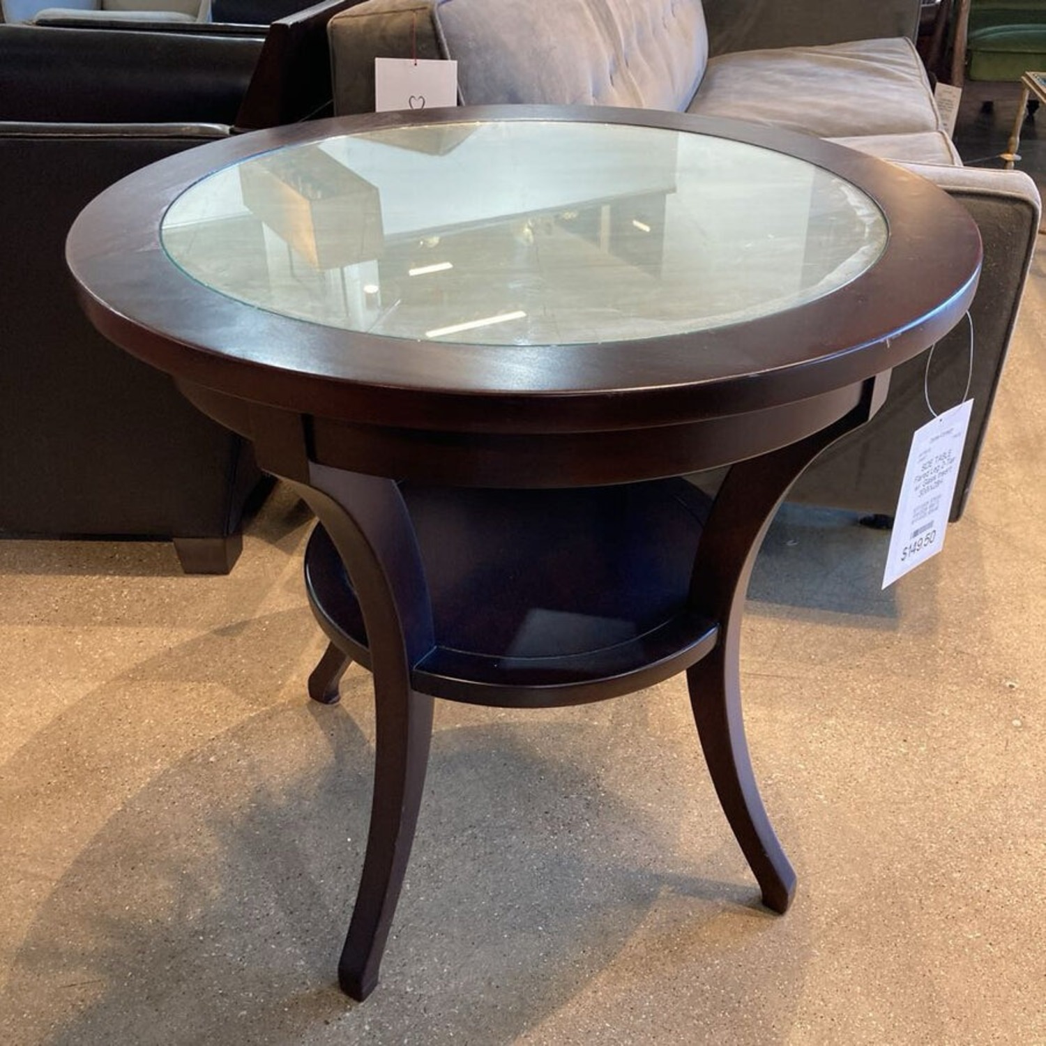 Flared Leg 2-Tier W Glass Insert Side Table - image-1