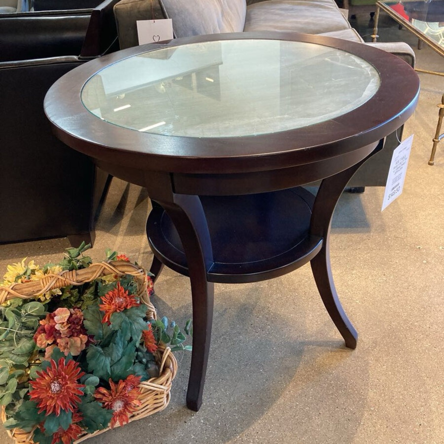 Flared Leg 2-Tier W Glass Insert Side Table - image-2