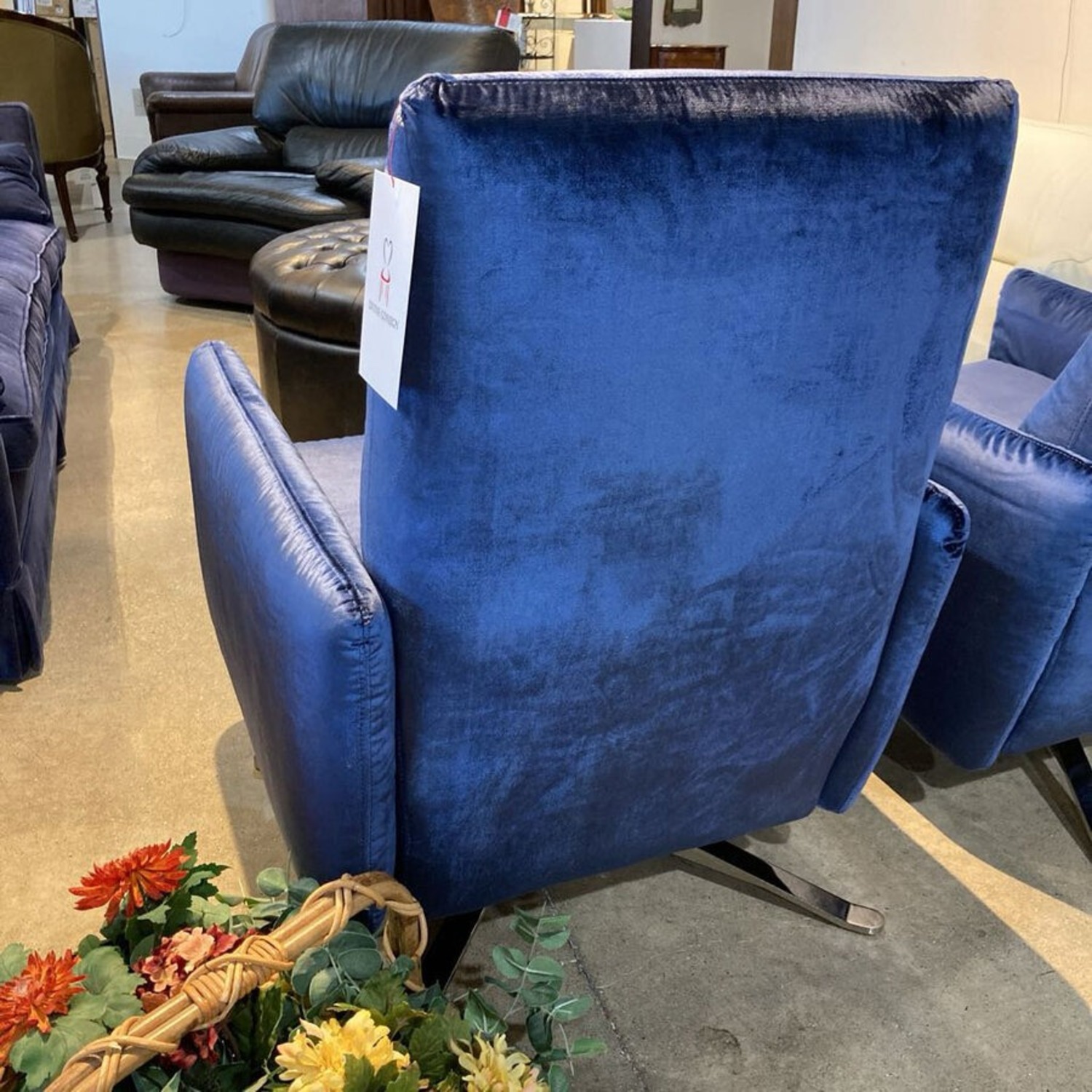 Blake Plush Velvet Swivel Manual Recliner - image-10