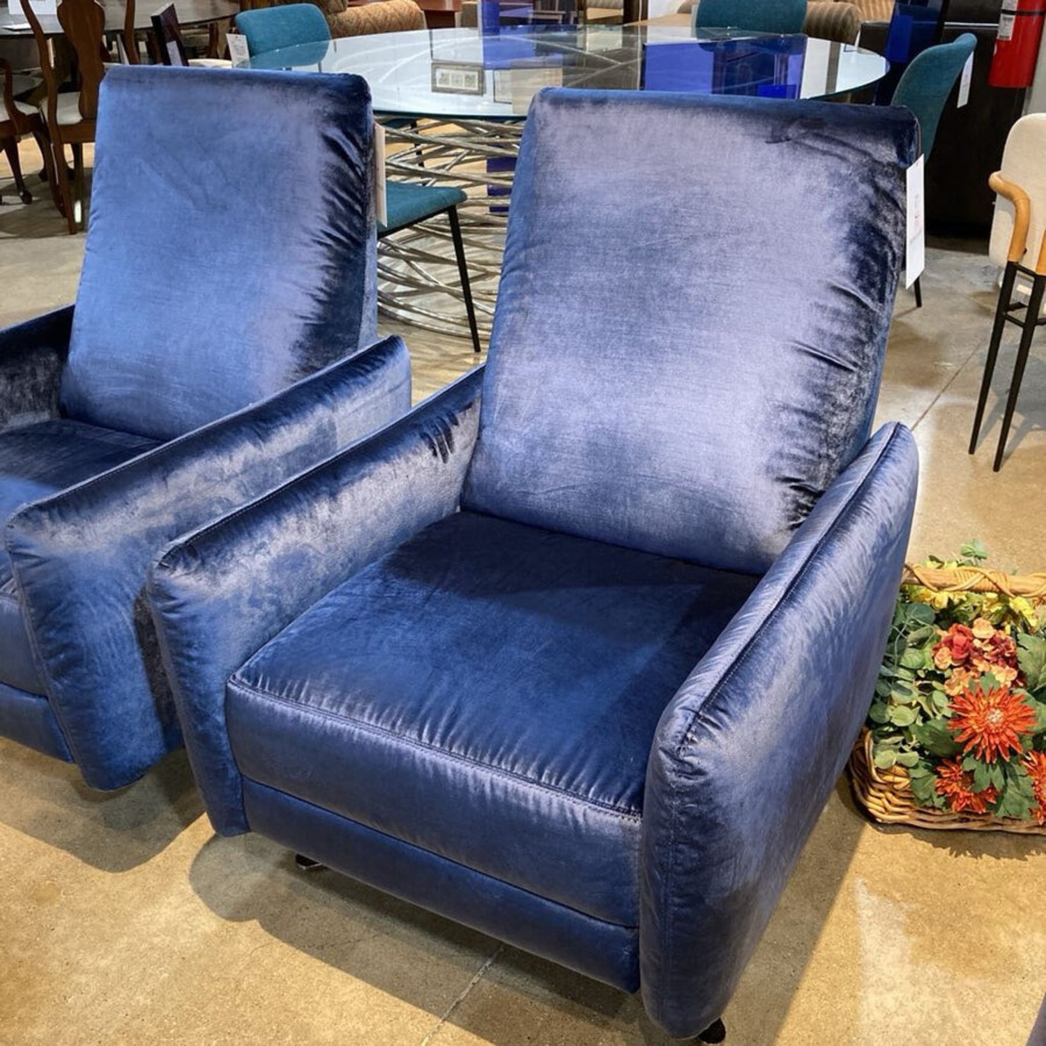 Blake Plush Velvet Swivel Manual Recliner - image-2