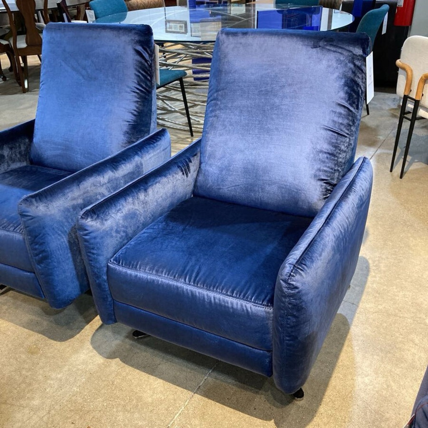 Blake Plush Velvet Swivel Manual Recliner - image-1
