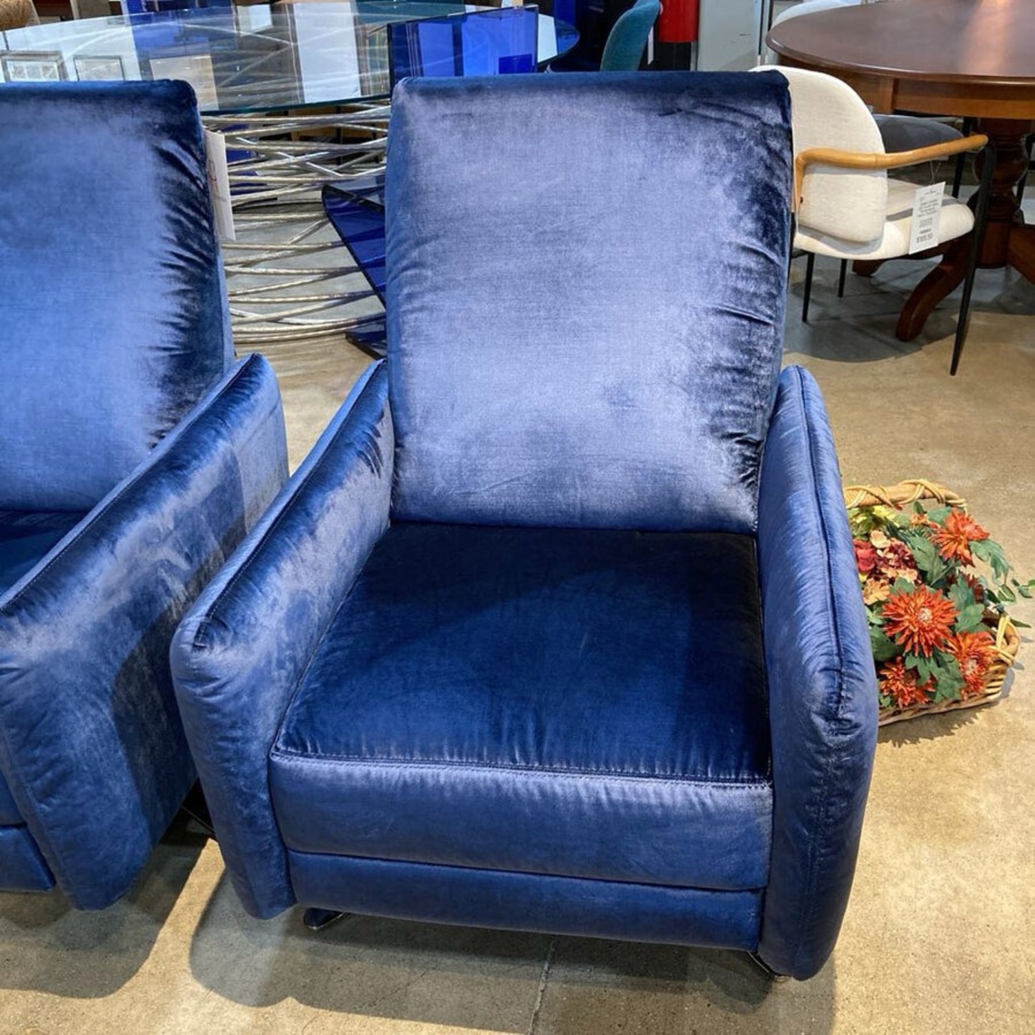Blake Plush Velvet Swivel Manual Recliner - image-3