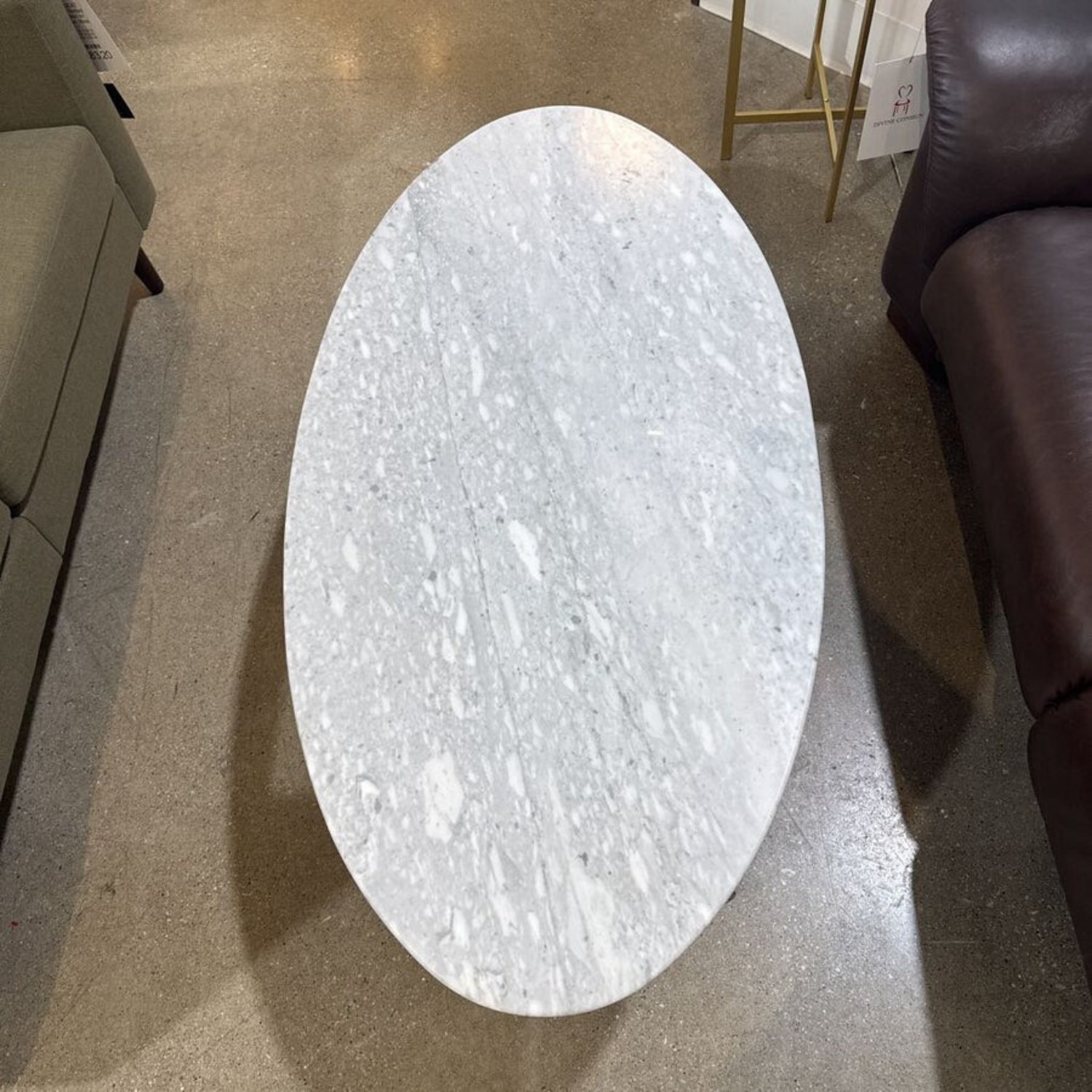 West Elm Oval Marble & Brass Coffee Table - image-5