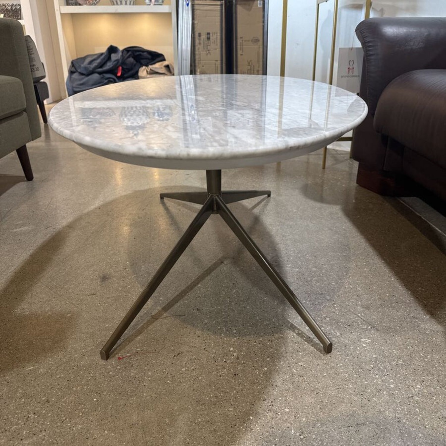 West Elm Oval Marble & Brass Coffee Table - image-4
