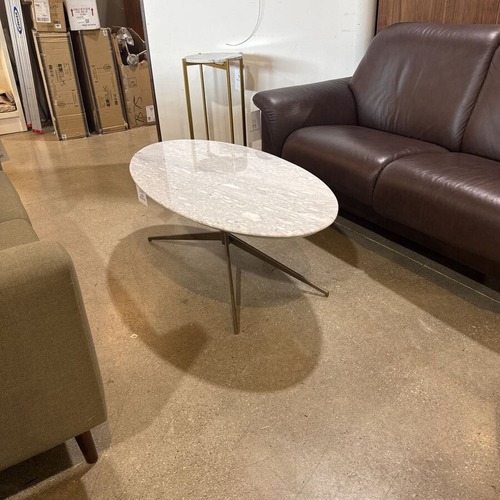 Used West Elm Oval Marble & Brass Coffee Table for sale on AptDeco