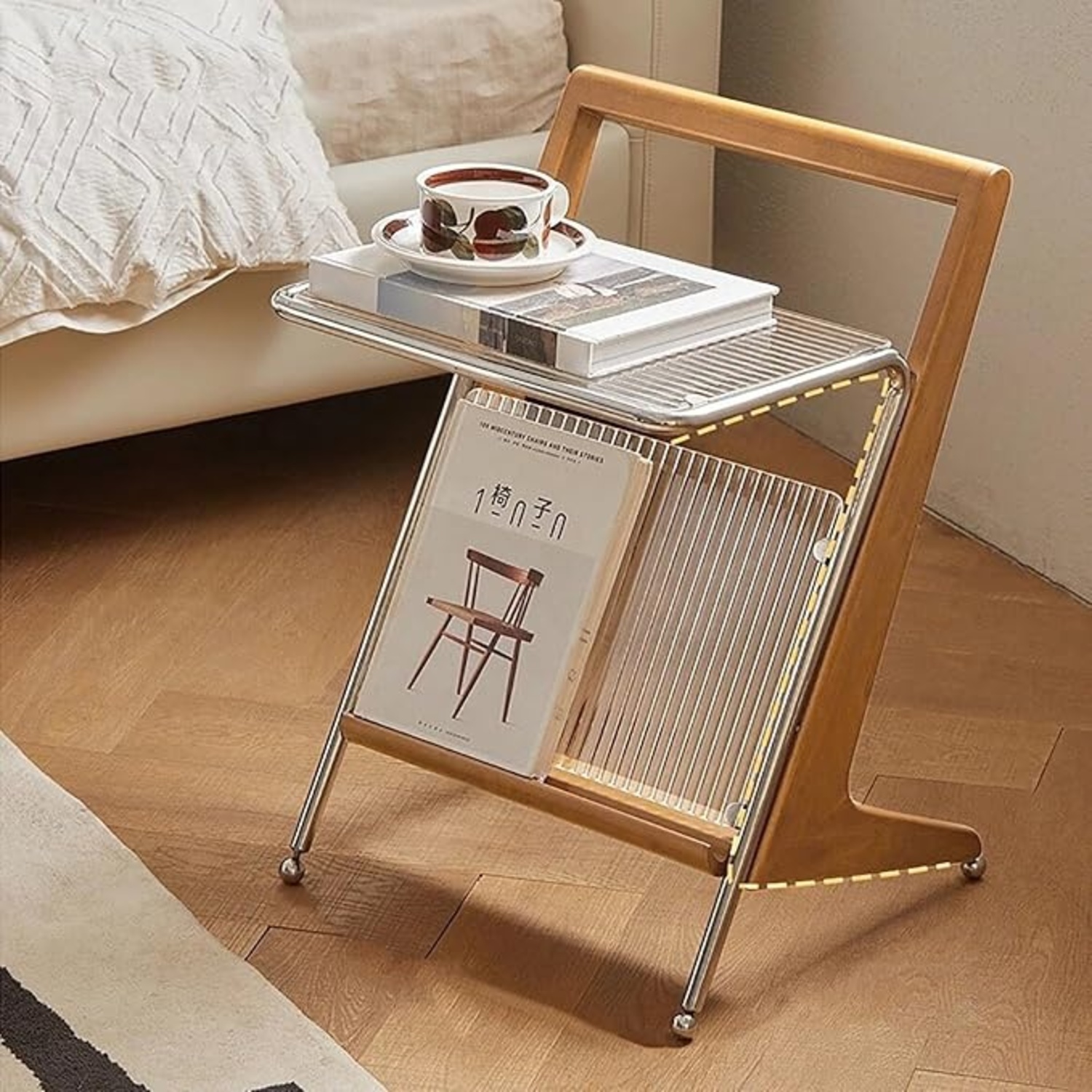 Hokku Oak Ribbed Glass Side Tables Set - image-6
