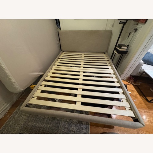 Used Article Tessu Light Gray Fabric Queen Bed for sale on AptDeco