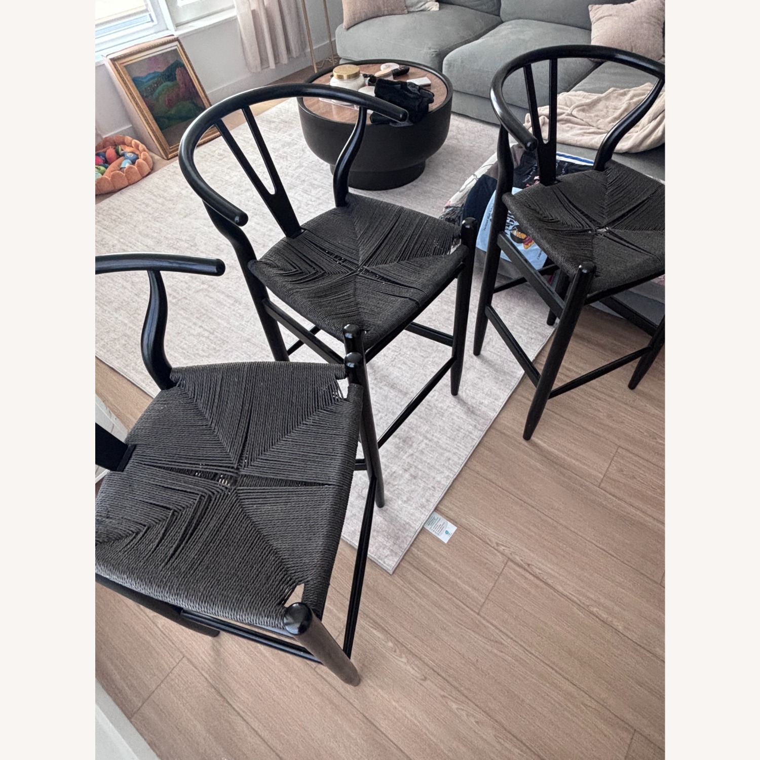 Black Wood Stools - image-3