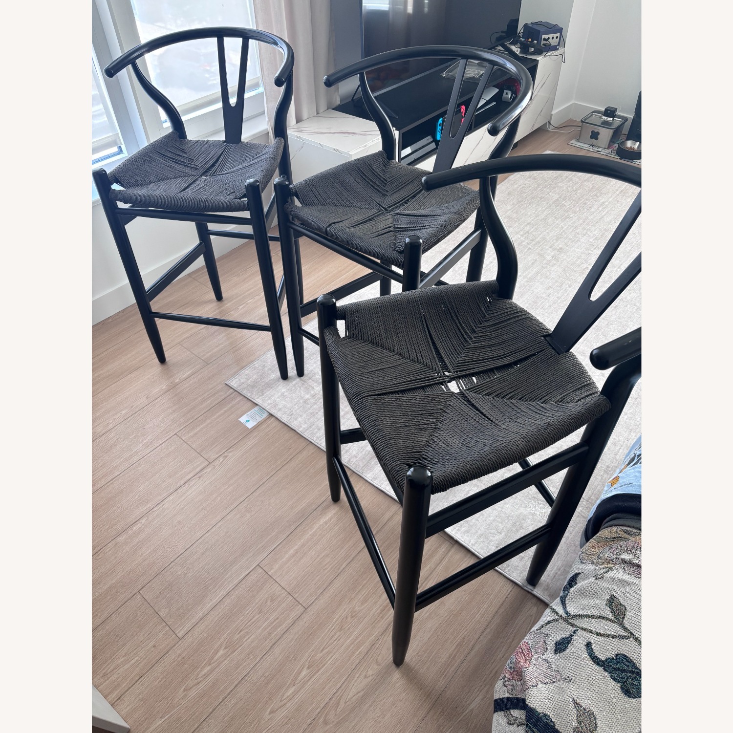 Black Wood Stools - image-5