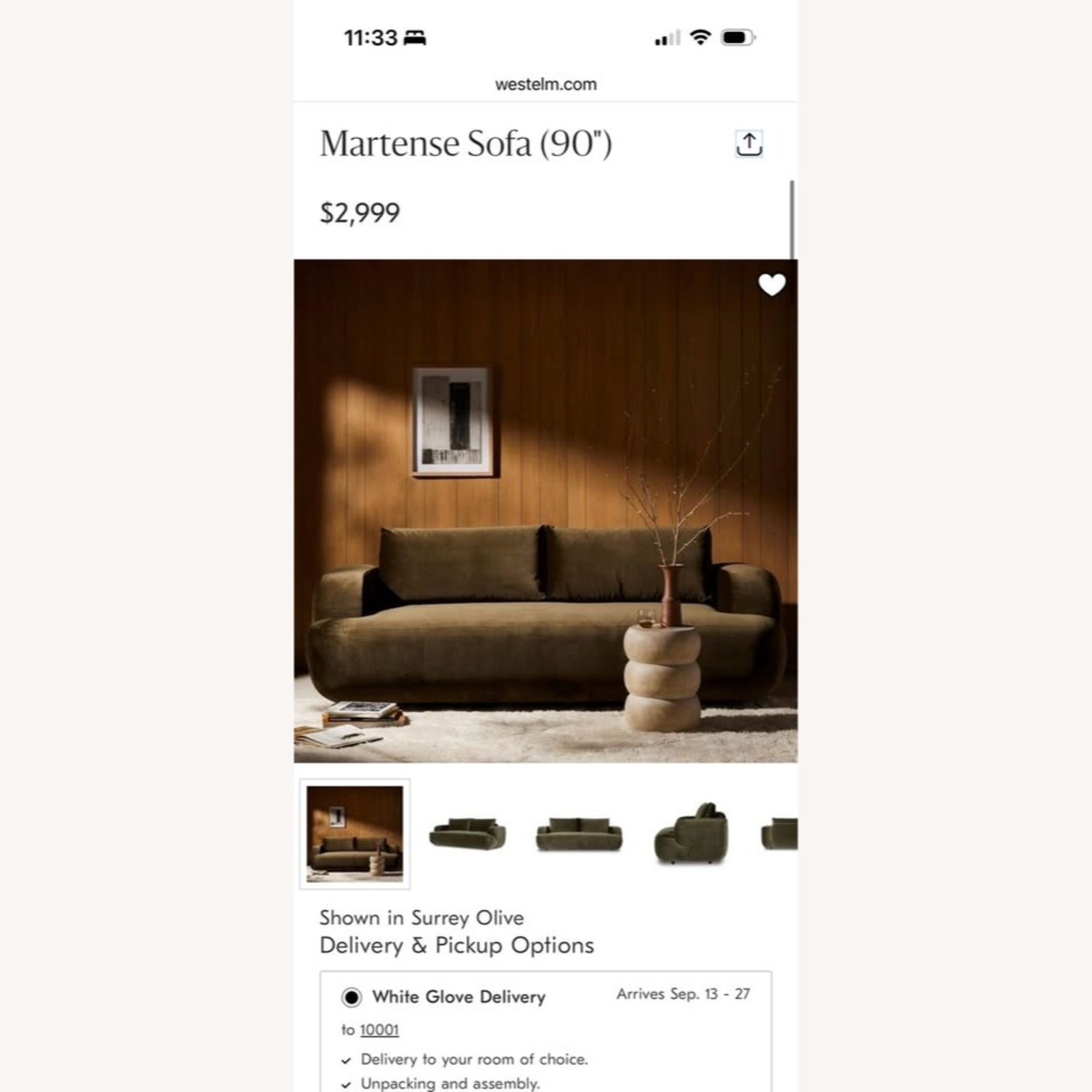 West Elm Martense Curved Sofa - image-5